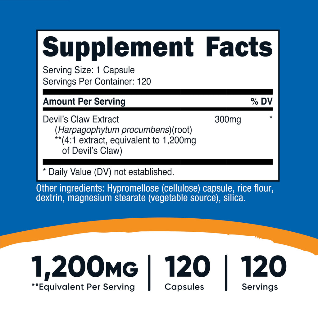 Nutricost Devils Claw 1200mg - 120 Veggie Caps - Non-GMO & Gluten Free