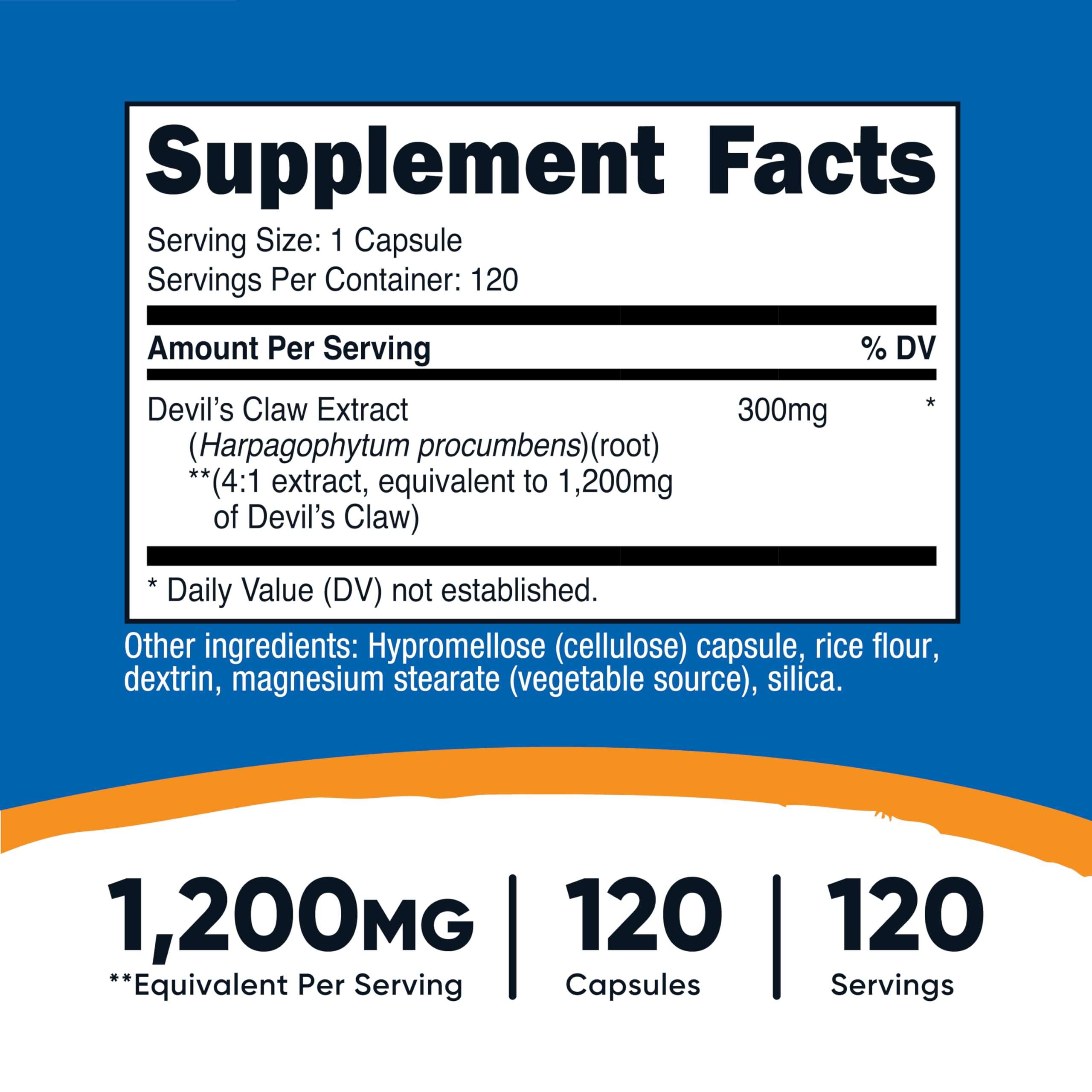 Nutricost Devils Claw 1200mg - 120 Veggie Caps - Non-GMO & Gluten Free