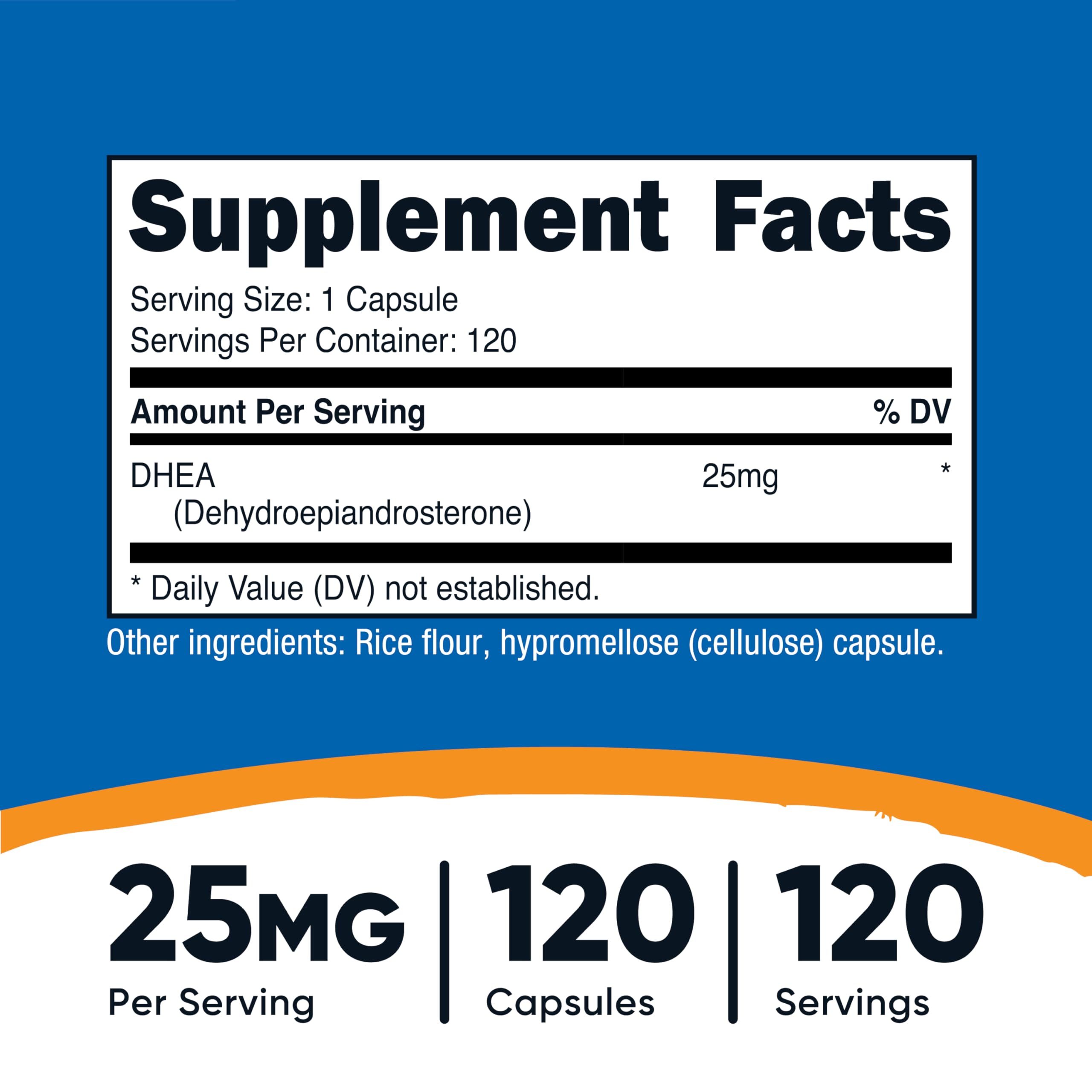 Nutricost DHEA 25mg - 120 Capsules | Gluten Free, Non-GMO, Soy Free