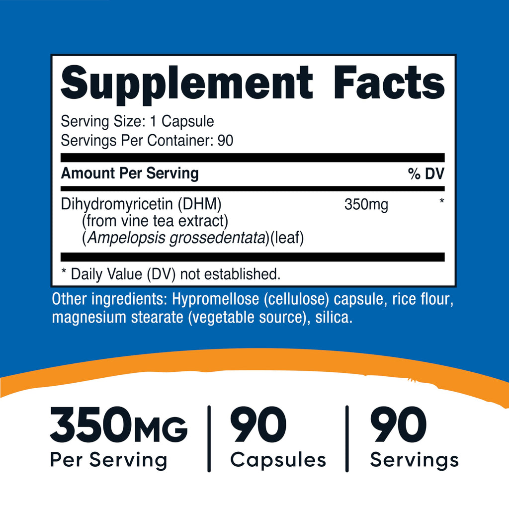 Nutricost Dihydromyricetin (DHM) Capsules 350mg – 90 Capsules, Vegan, Non-GMO, 90 Servings