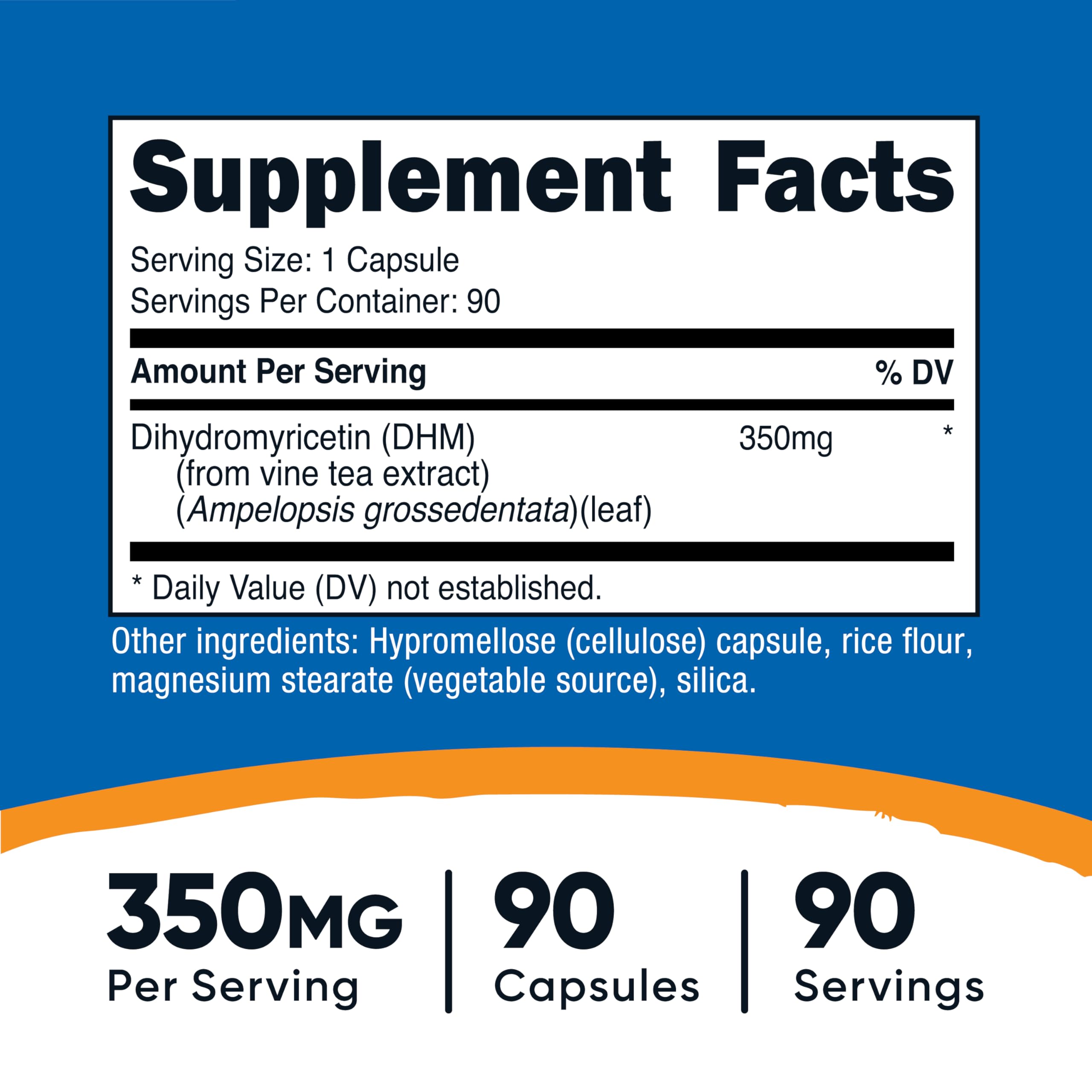 Nutricost Dihydromyricetin (DHM) Capsules 350mg – 90 Capsules, Vegan, Non-GMO, 90 Servings