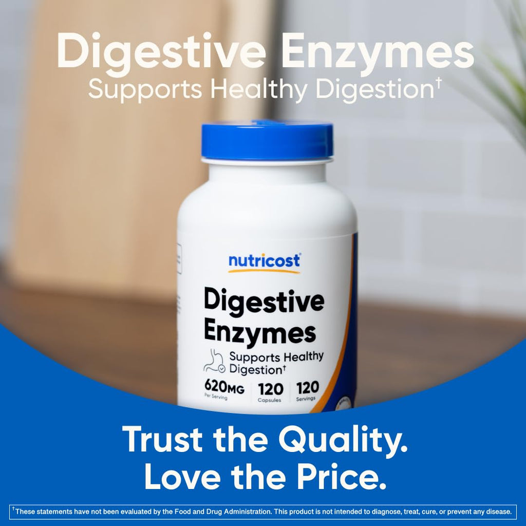 Nutricost Digestive Enzymes 620mg - 120 Capsules | Complete Digestive Enzyme Supplement