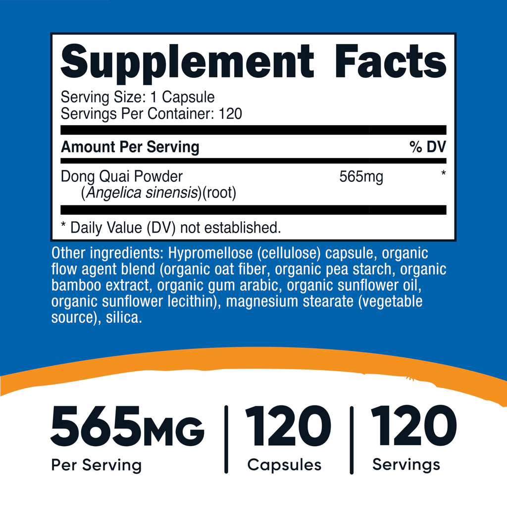 Nutricost Dong Quai 565mg – 120 Vegetarian Capsules (Angelica Sinensis) | Gluten Free & Non-GMO