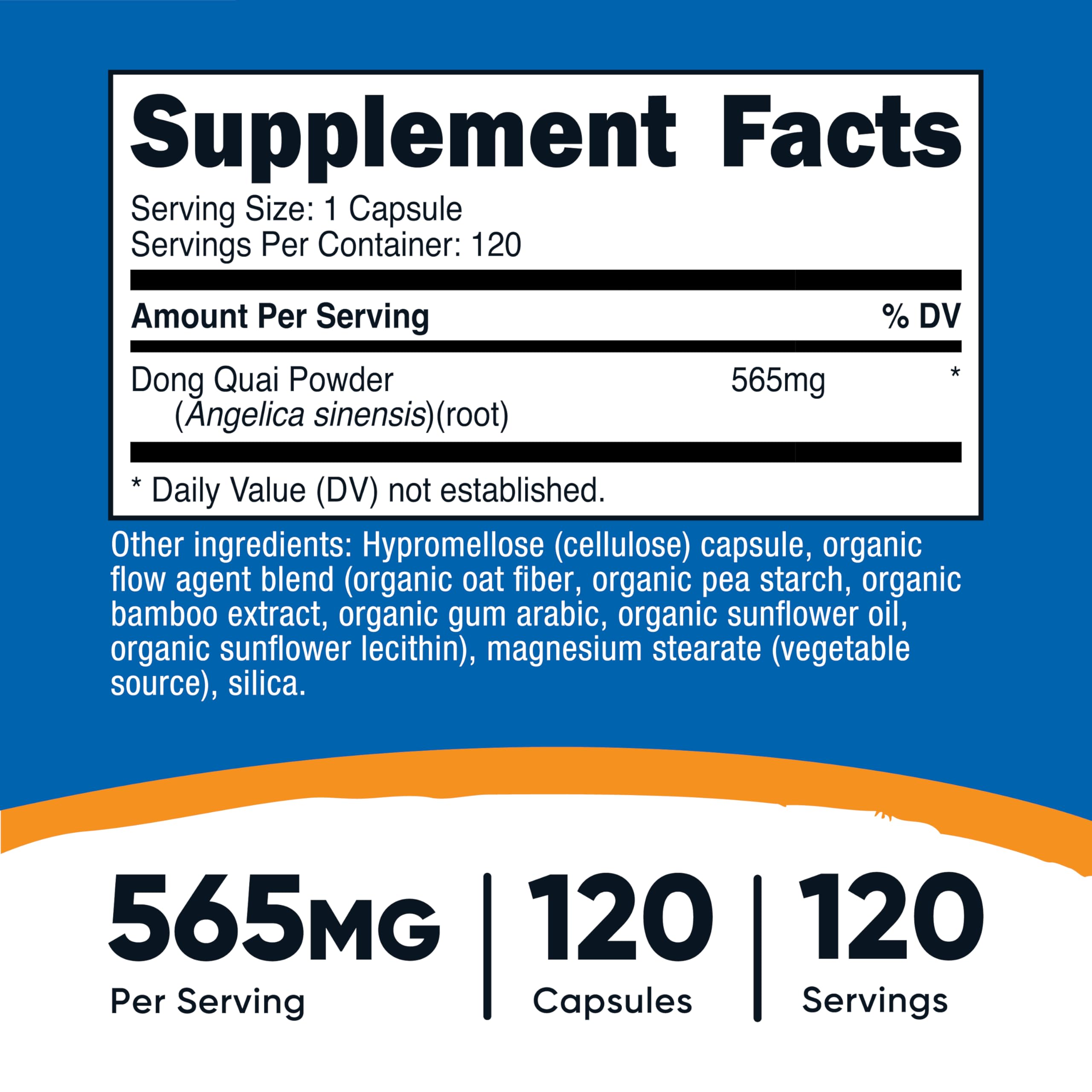 Nutricost Dong Quai 565mg – 120 Vegetarian Capsules (Angelica Sinensis) | Gluten Free & Non-GMO