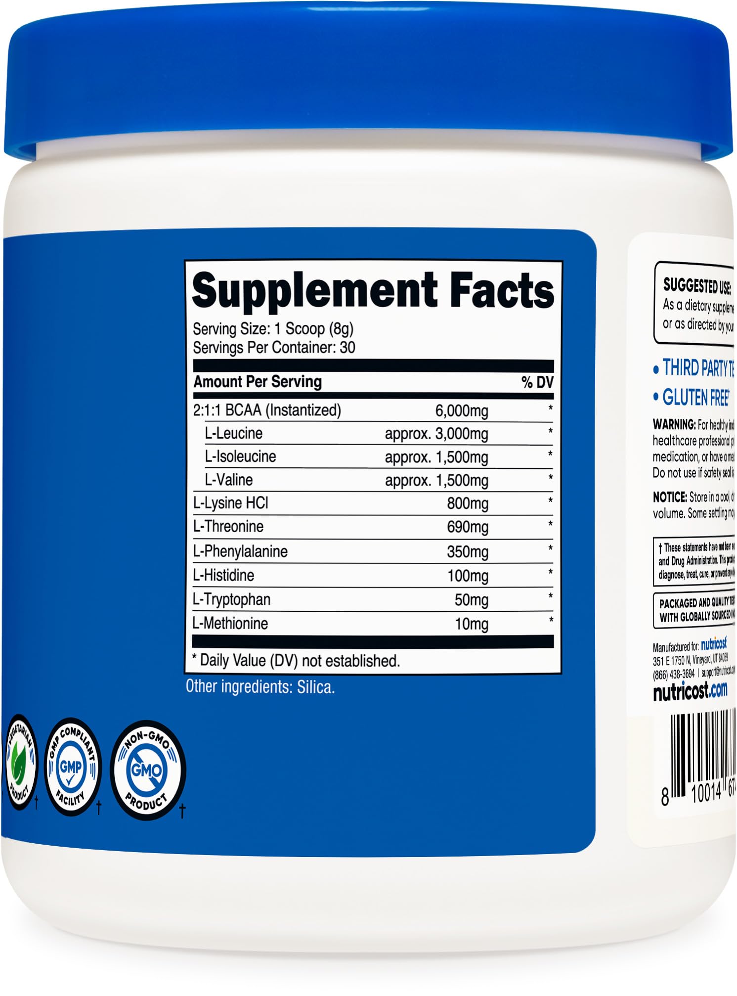 Nutricost EAA Powder 30 Servings (Unflavored) – Essential Amino Acids | Non-GMO, Gluten Free, Vegetarian (Pack of 2)