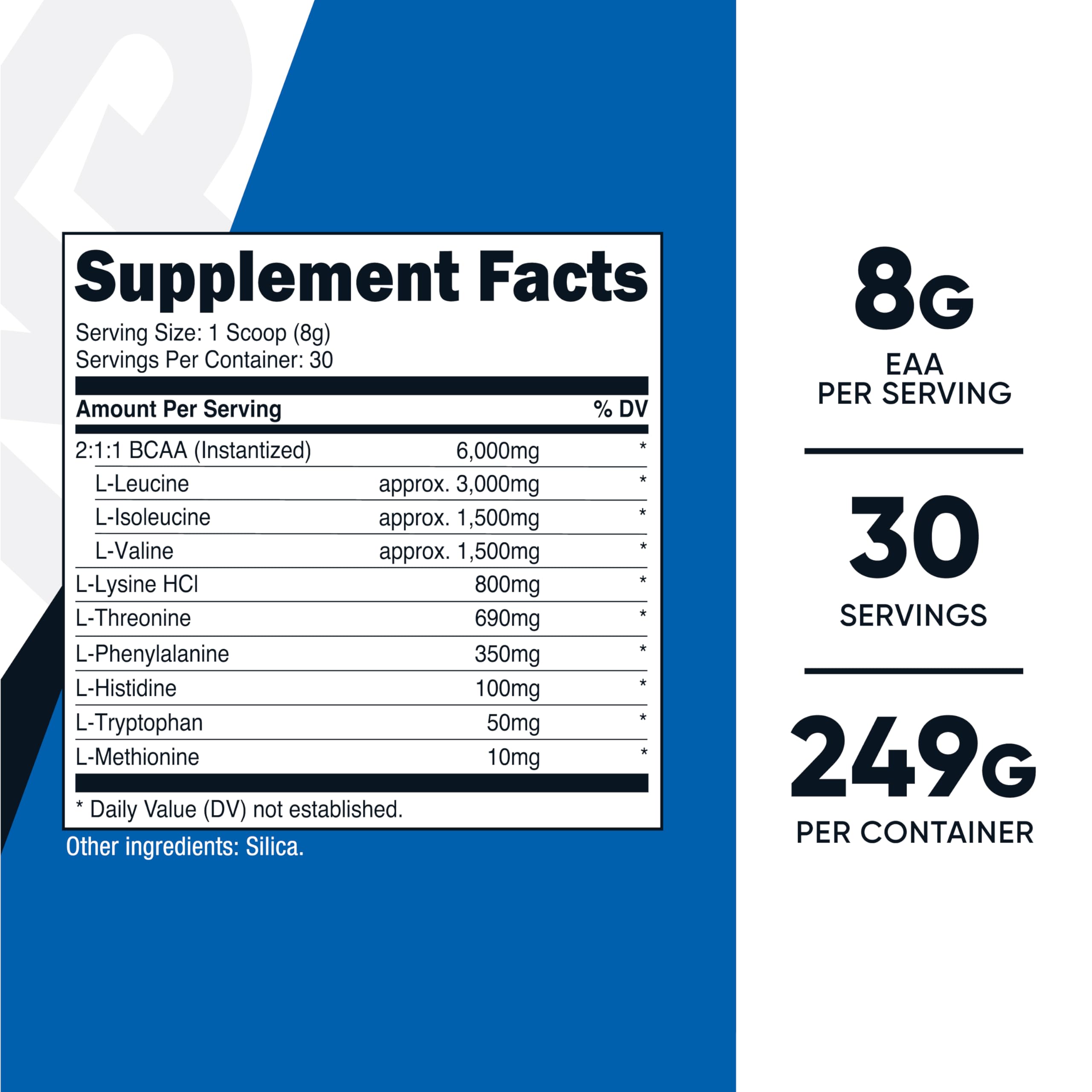 Nutricost EAA Powder 30 Servings (Unflavored) – Essential Amino Acids, Non-GMO, Gluten Free, Vegetarian Friendly