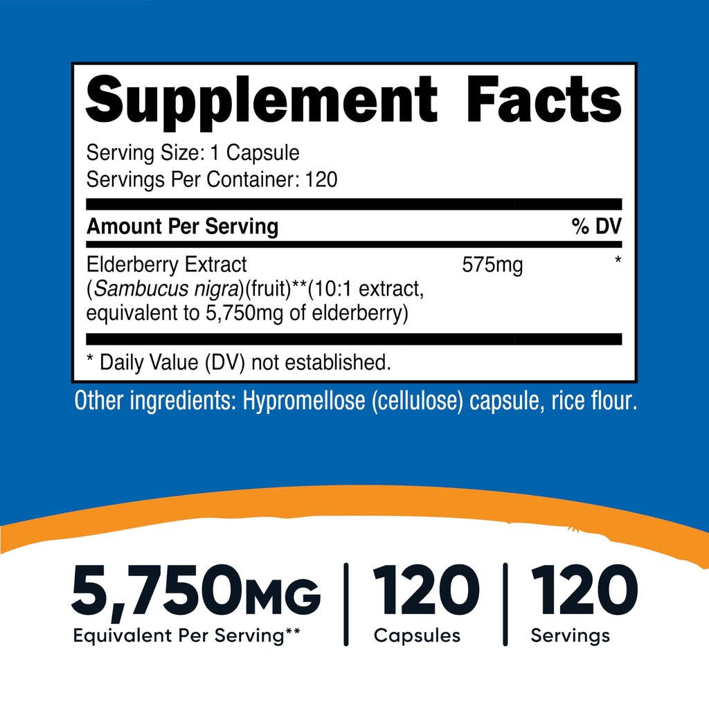 Nutricost Elderberry Capsules 575mg – 120 Servings, Gluten-Free & Non-GMO
