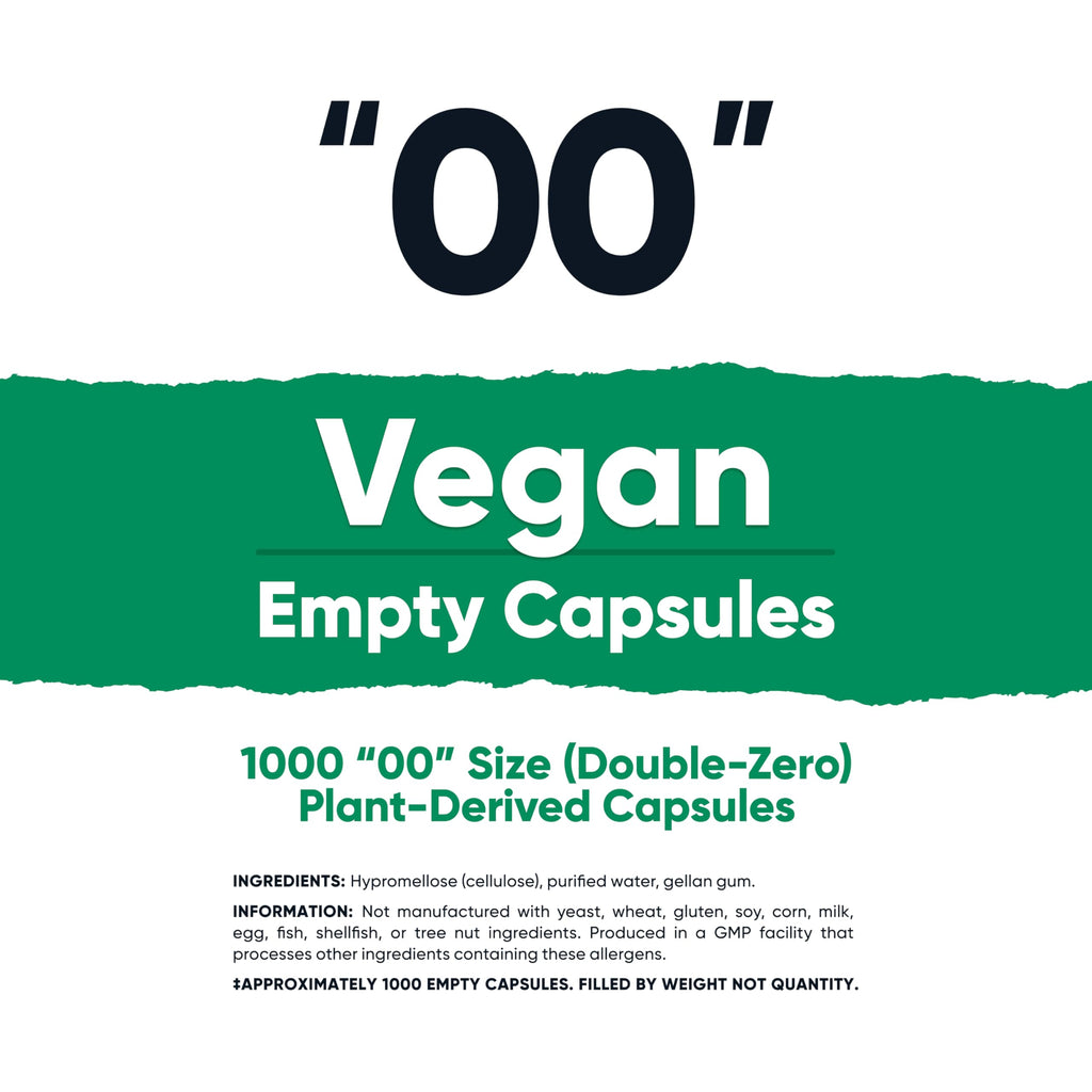 Nutricost Empty Capsules Size 00 – 1000 Clear Plant-Based Capsules (Kosher, Halal, Non-GMO, Soy Free, Gluten Free, Vegetarian)