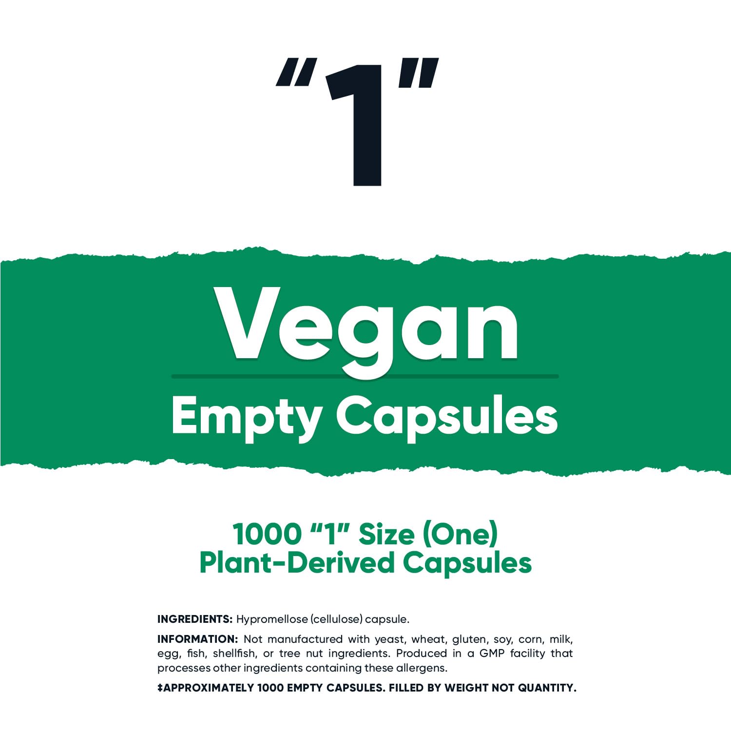 Nutricost Empty Capsules Size 1 – 1,000 Plant-Based Capsules | Kosher & Halal Certified, Non-GMO, Soy & Gluten Free