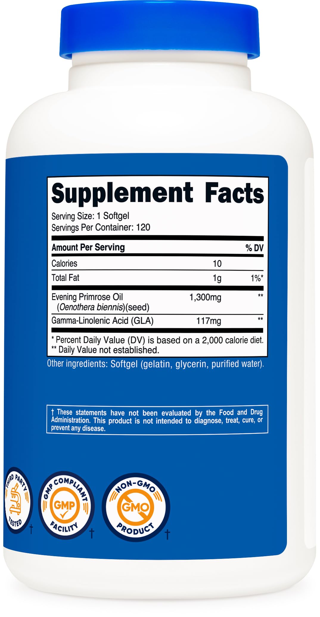 Nutricost Evening Primrose Oil 1300mg - 120 Softgels (Pack of 2) | Non-GMO, Gluten Free
