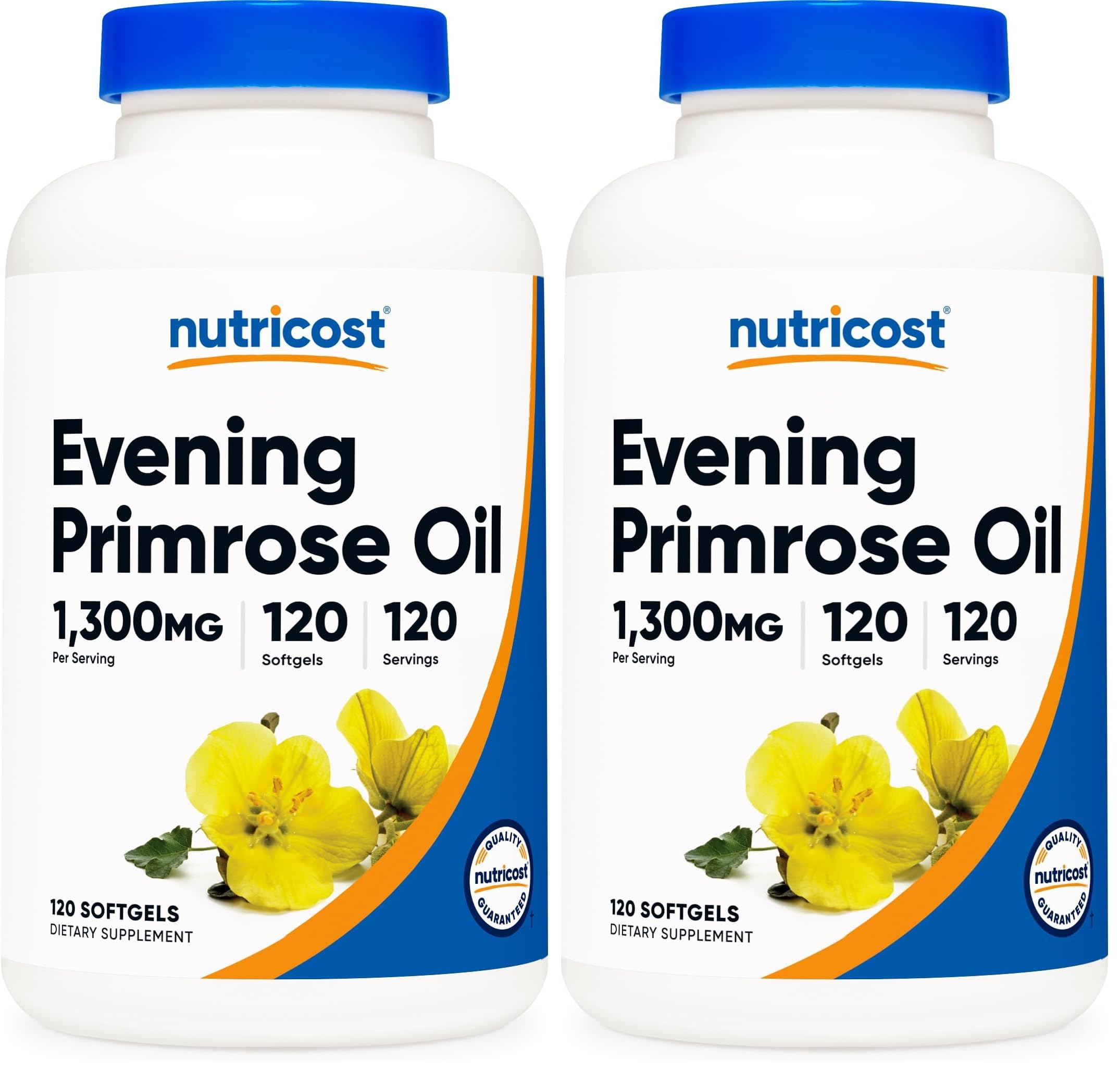 Nutricost Evening Primrose Oil 1300mg - 120 Softgels (Pack of 2) | Non-GMO, Gluten Free