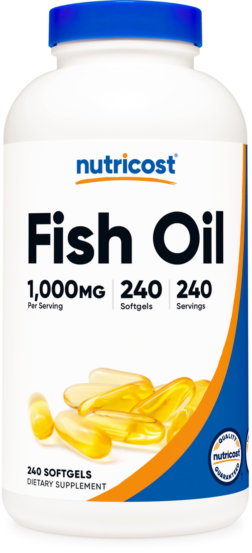Nutricost Fish Oil Omega-3 Softgels 1000mg | 240 Softgels, Non-GMO, Gluten Free