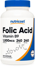 Nutricost Folic Acid 1000 mcg – 240 Capsules | Vitamin B9