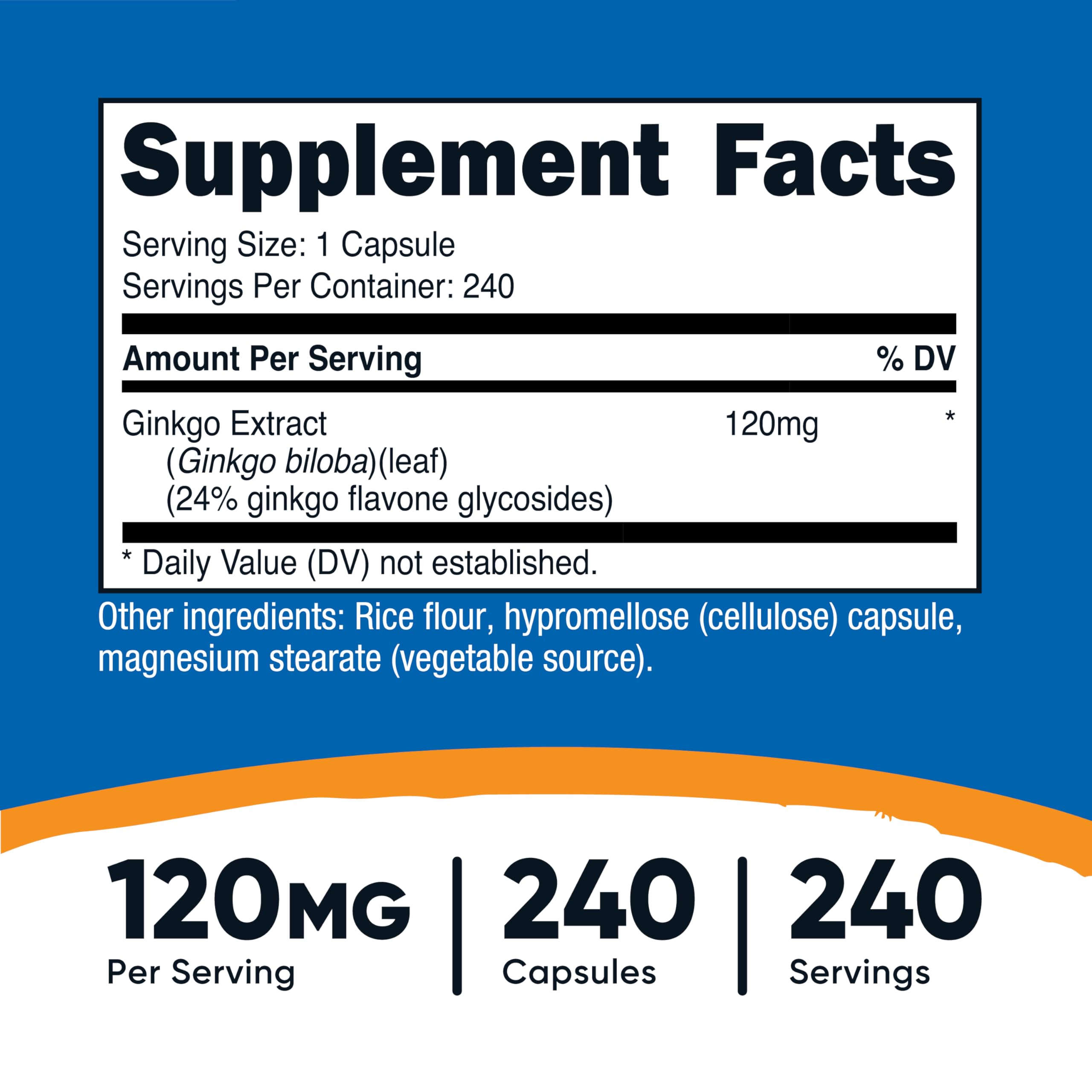 Nutricost Ginkgo Biloba 120mg – 240 Capsules | Extra Strength, Gluten Free & Non-GMO