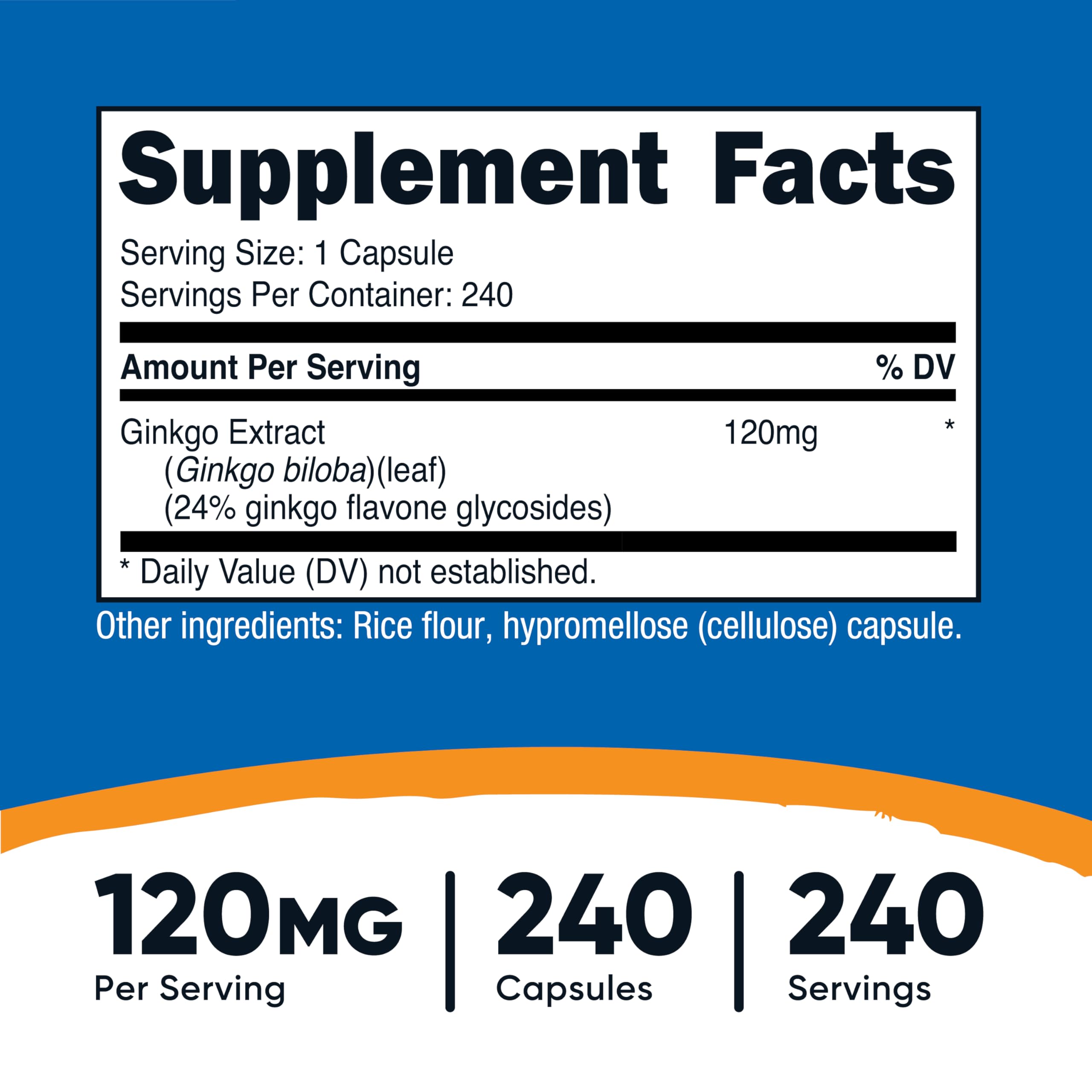 Nutricost Ginkgo Biloba 120mg – 240 Capsules (Pack of 2) | Extra Strength Gluten Free & Non-GMO