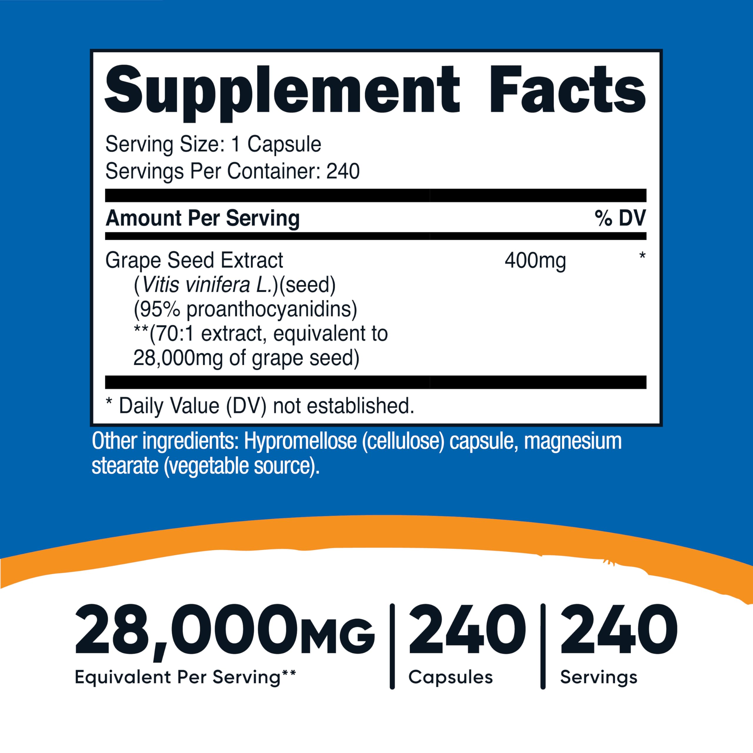 Nutricost Grape Seed Extract 28,000mg - 240 Capsules | Non-GMO, Gluten Free, Vegetarian Friendly