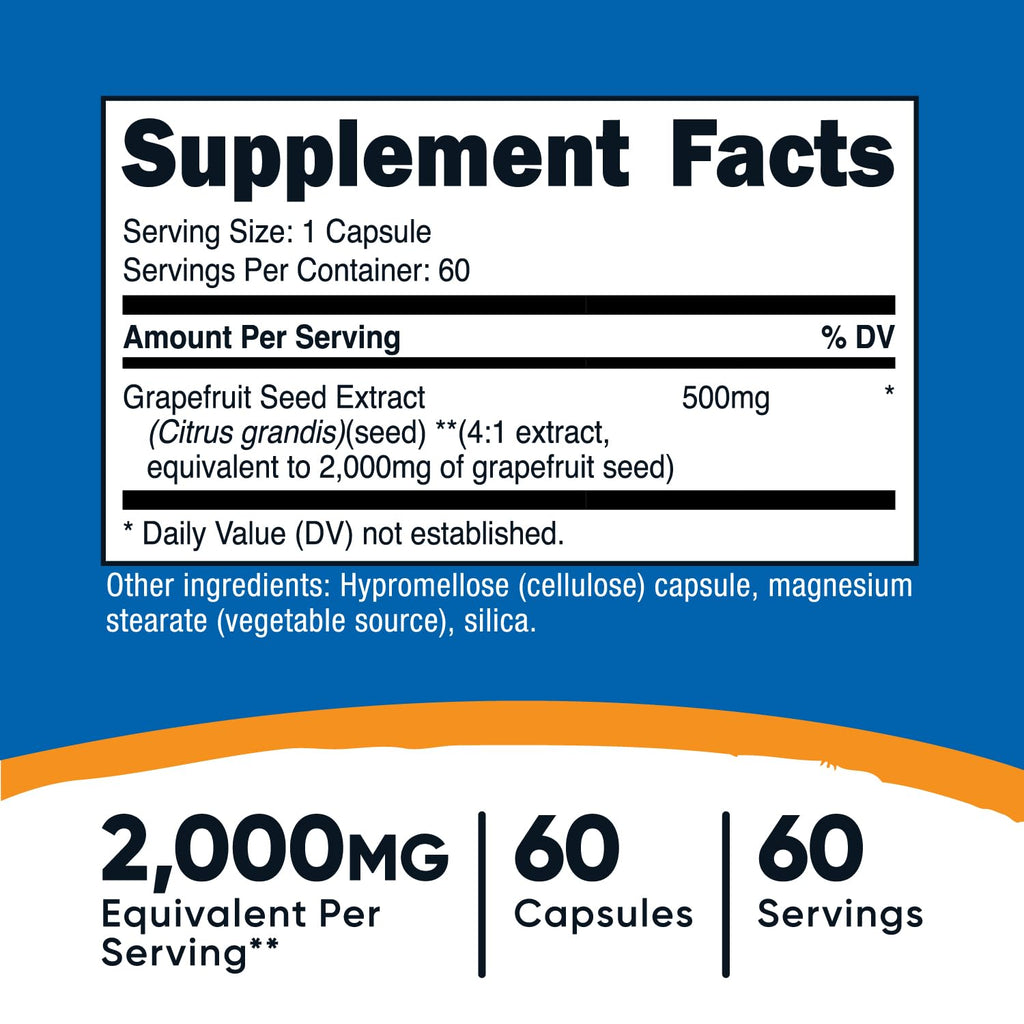 Nutricost Grapefruit Seed Extract 2,000mg – 60 Vegetarian Capsules | Gluten Free, Non-GMO