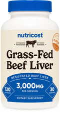 Nutricost Grass-Fed Beef Liver Capsules 3000mg | 120 Caps | Non-GMO, Gluten Free