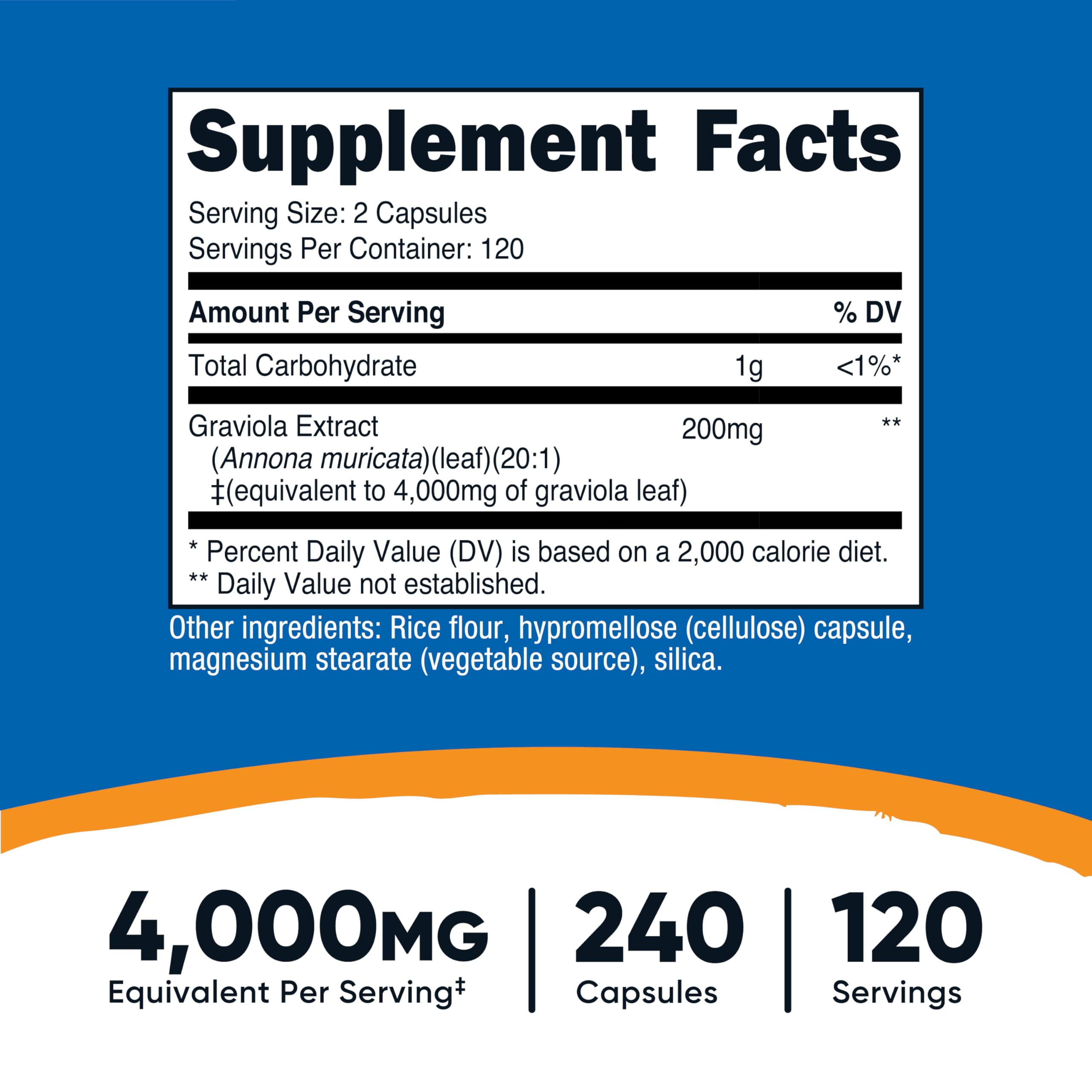 Nutricost Graviola Extract (4,000mg Eq) – 240 Capsules, 120 Servings, Vegan