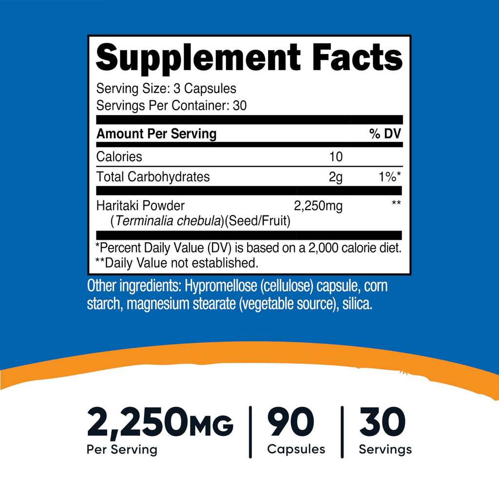 Nutricost Haritaki 2250mg - 90 Vegan Capsules | GMO-Free, Gluten-Free