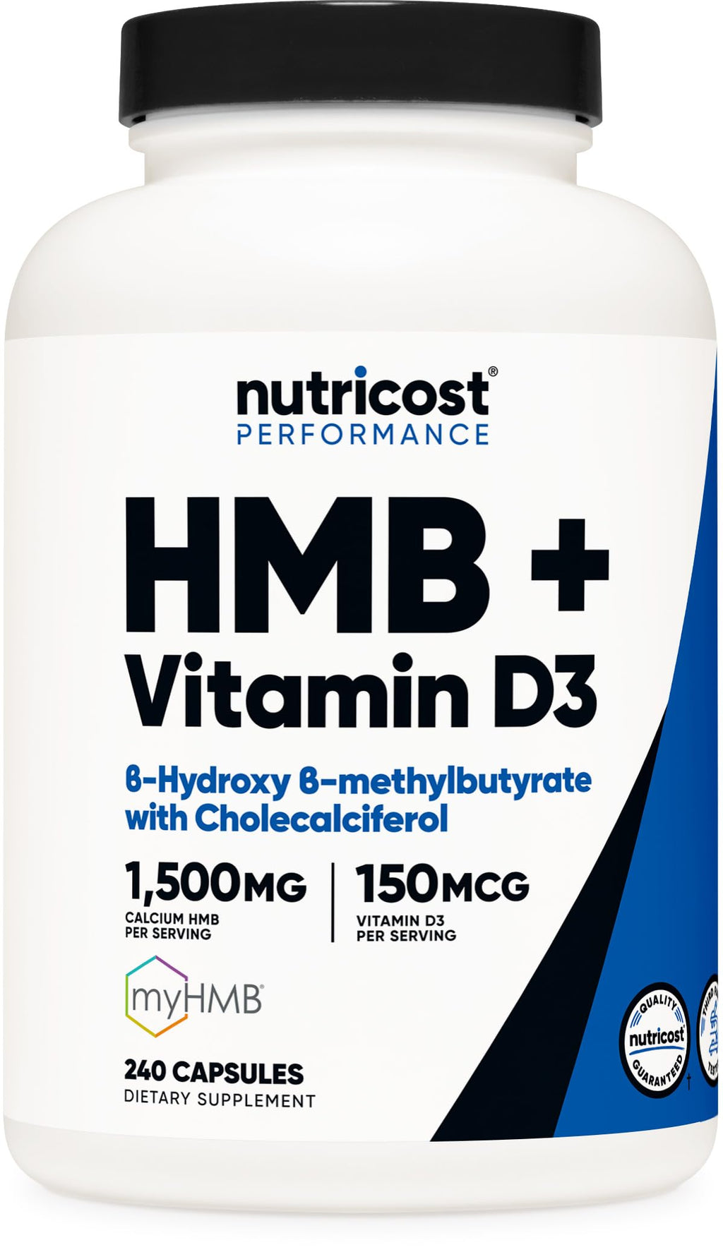 Nutricost HMB 1500mg & Vitamin D3 6000IU - 240 Capsules (80 Servings) Gluten Free & Non-GMO