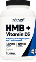 Nutricost HMB 1500mg & Vitamin D3 6000IU - 240 Capsules (80 Servings) Gluten Free & Non-GMO