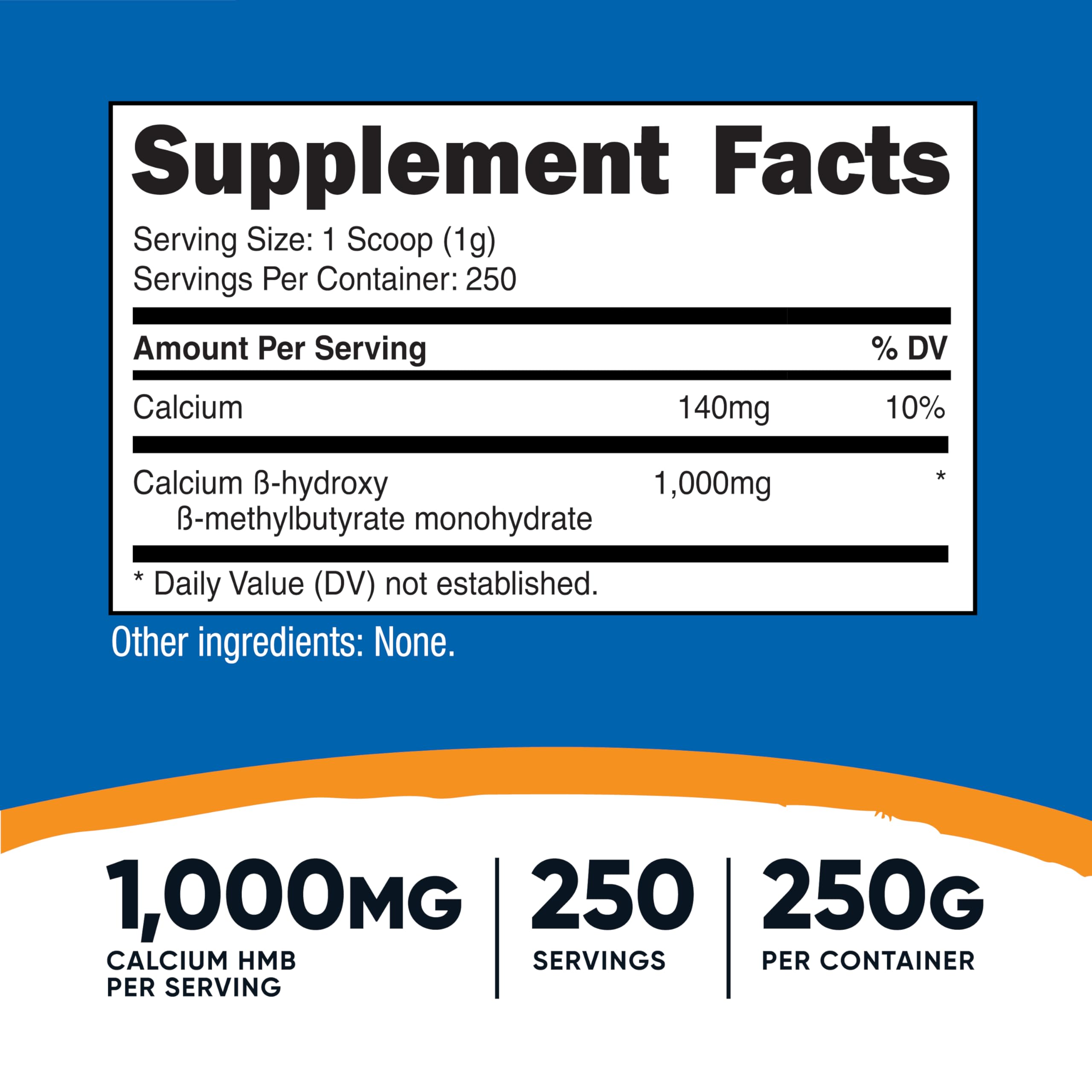 Nutricost HMB Powder 250g – Gluten Free & Non-GMO