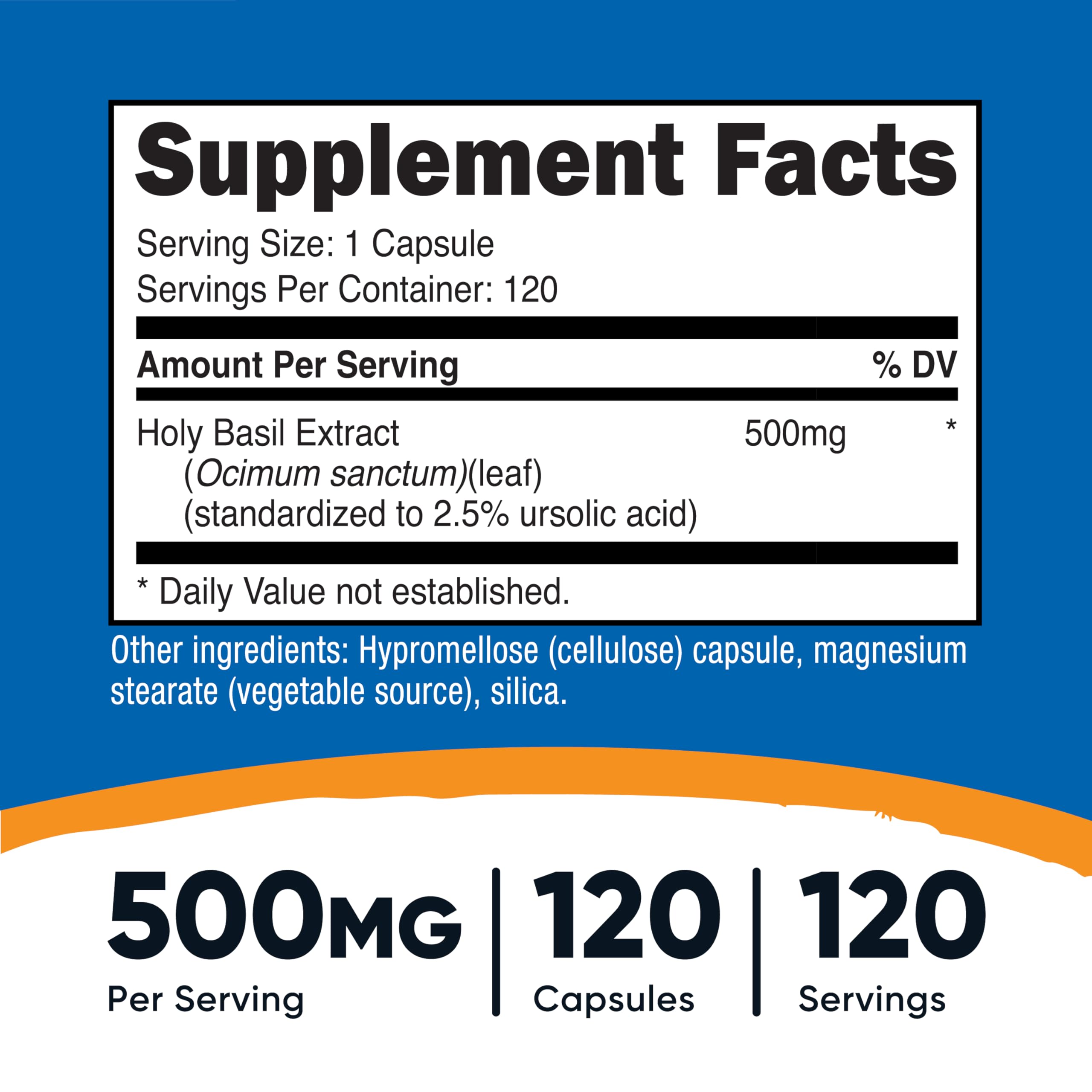 Nutricost Holy Basil Capsules 500mg – 120 Vegetarian, Gluten Free & Non-GMO
