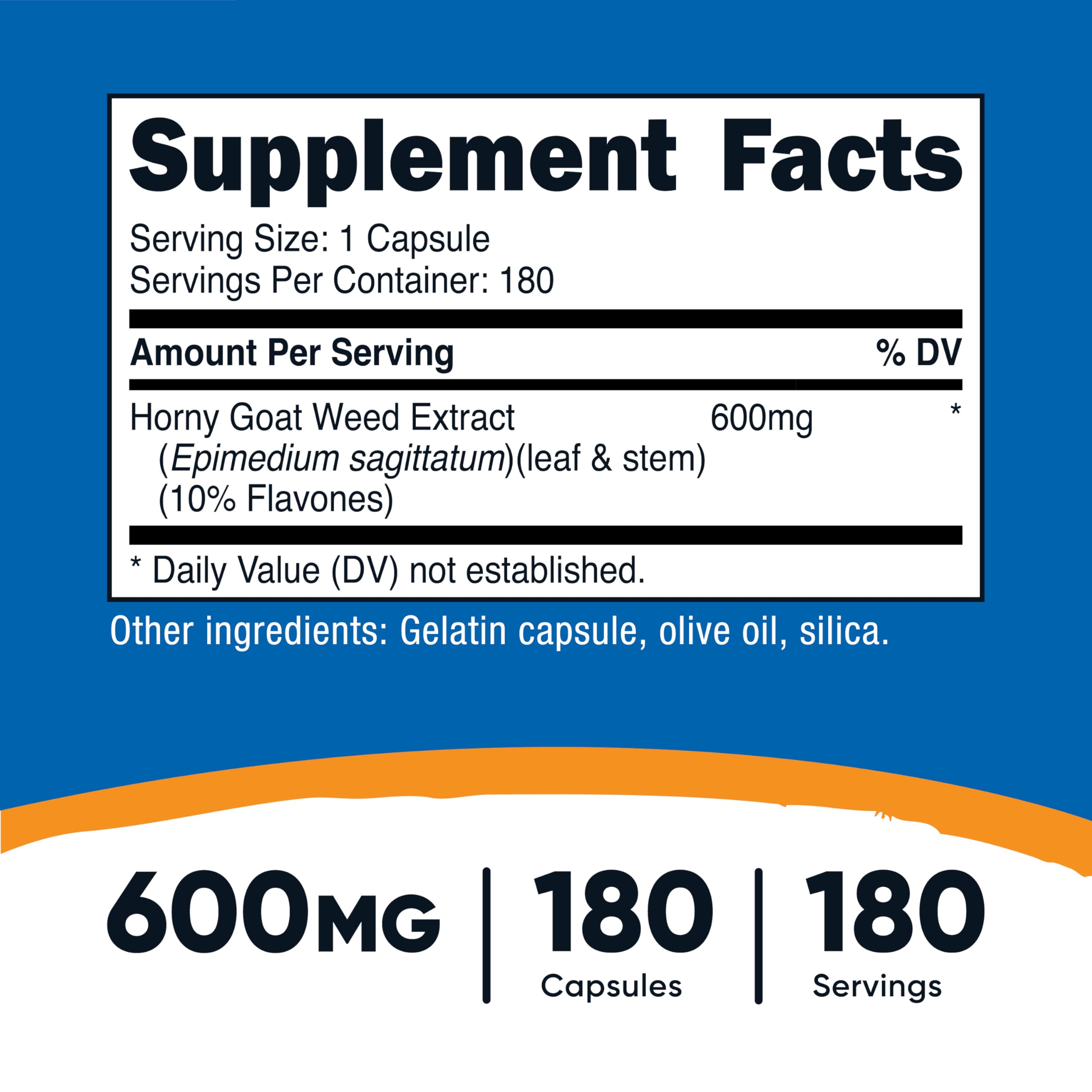 Nutricost Horny Goat Weed Extract (Epimedium) - 180 Capsules, 600mg per Capsule