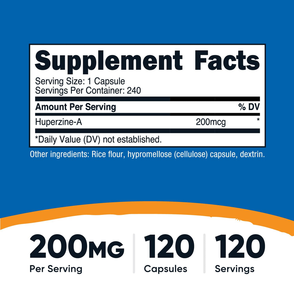 Nutricost Huperzine A 200mcg – 240 Capsules – Non-GMO & Vegetarian