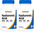 Nutricost Hyaluronic Acid 100mg Capsules – 120 Vegetarian Capsules per Bottle, Gluten Free & Non-GMO (2-pack)