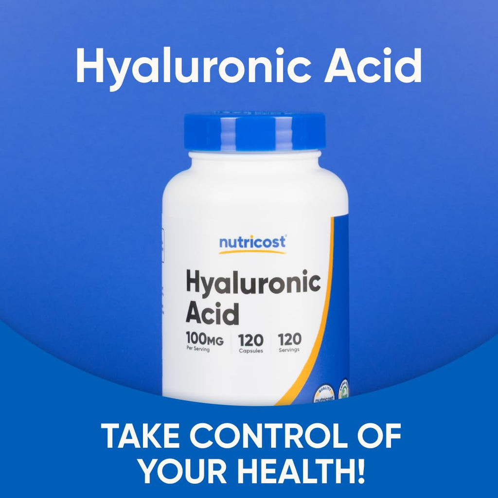 Nutricost Hyaluronic Acid 100mg Capsules – 120 Vegetarian Capsules per Bottle, Gluten Free & Non-GMO (2-pack)