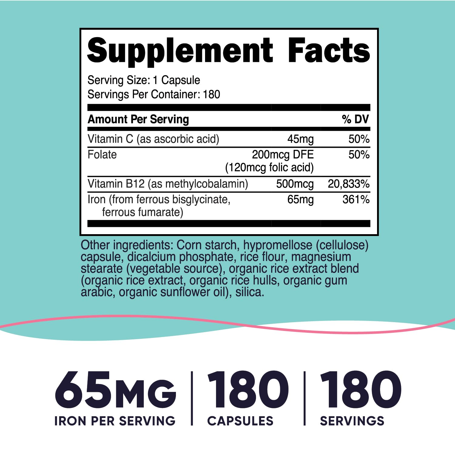 Nutricost Iron for Women 65mg – 180 Capsules | Vegetarian, Non-GMO, Gluten Free