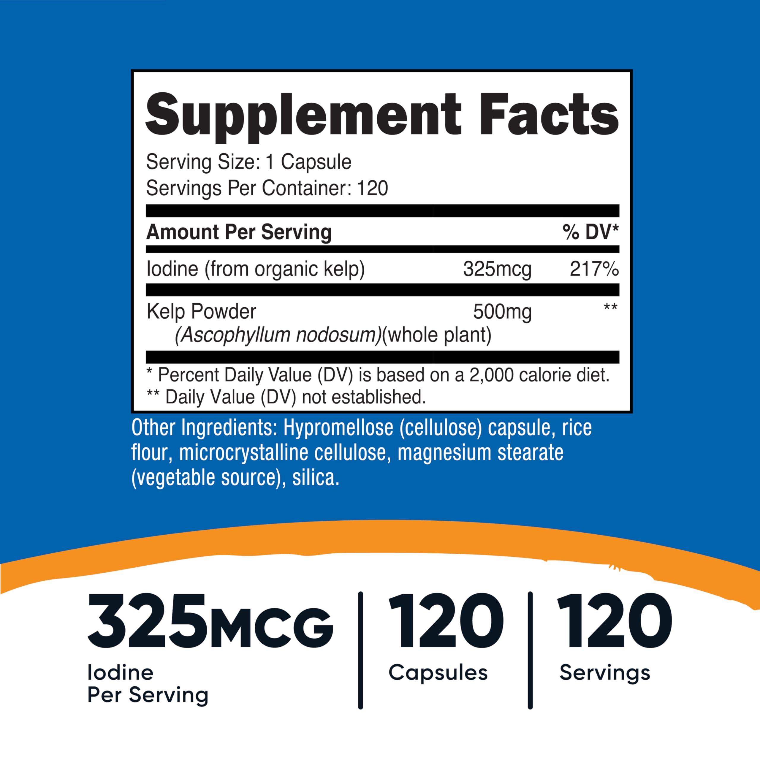 Nutricost Kelp Capsules — 325mcg Iodine, 120 Caps, Vegetarian, Non-GMO & Gluten Free