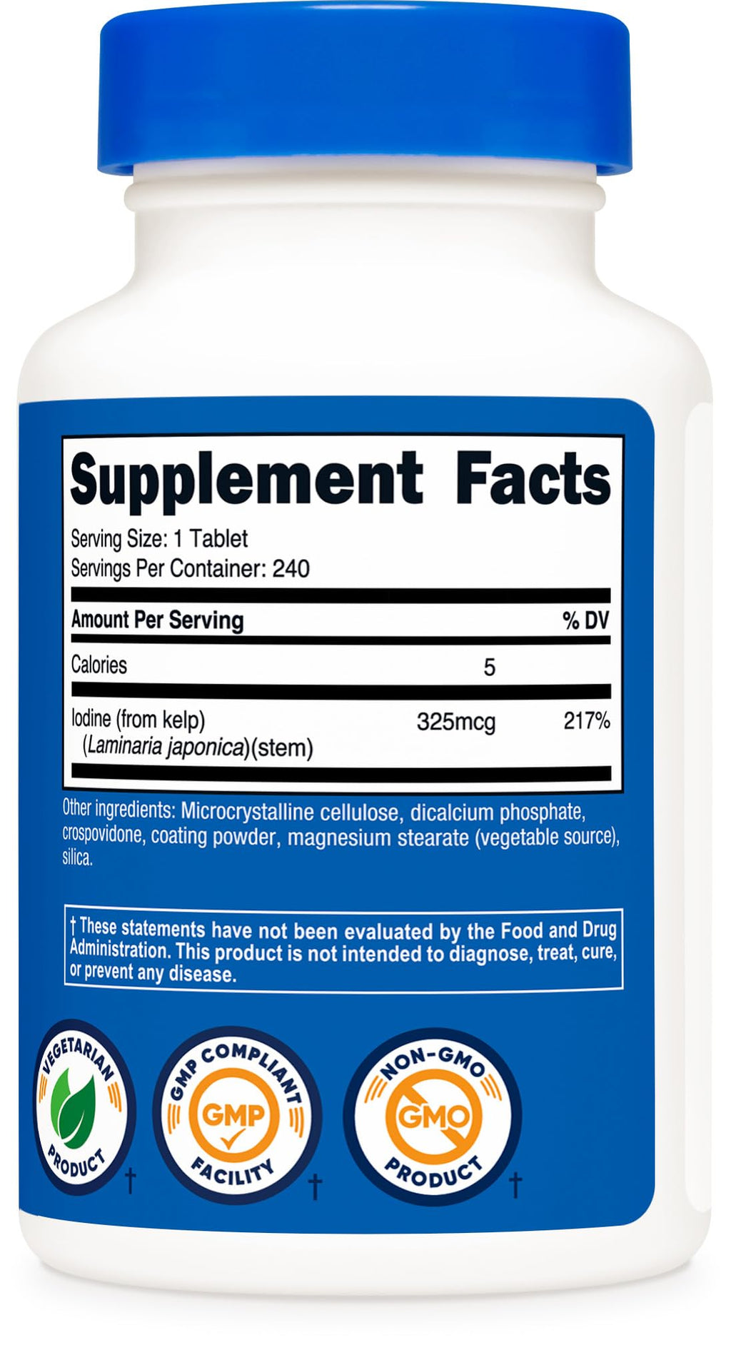 Nutricost Kelp Tablets - 325mcg Iodine, 240 Tablets | Non-GMO, Gluten Free