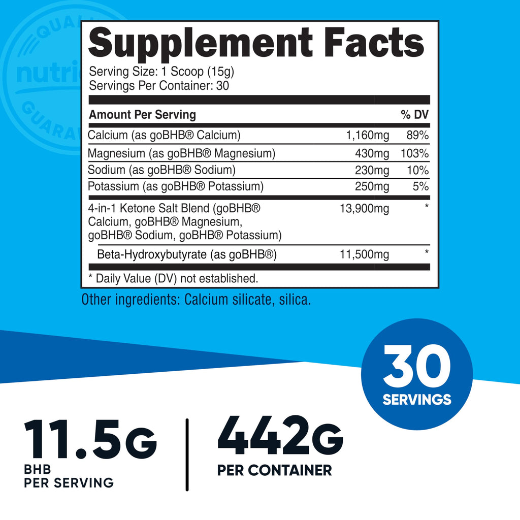 Nutricost Keto BHB Exogenous Ketones 4-in-1 – 30 Servings, 12g BHB Per Serving, Unflavored Ketone Salts