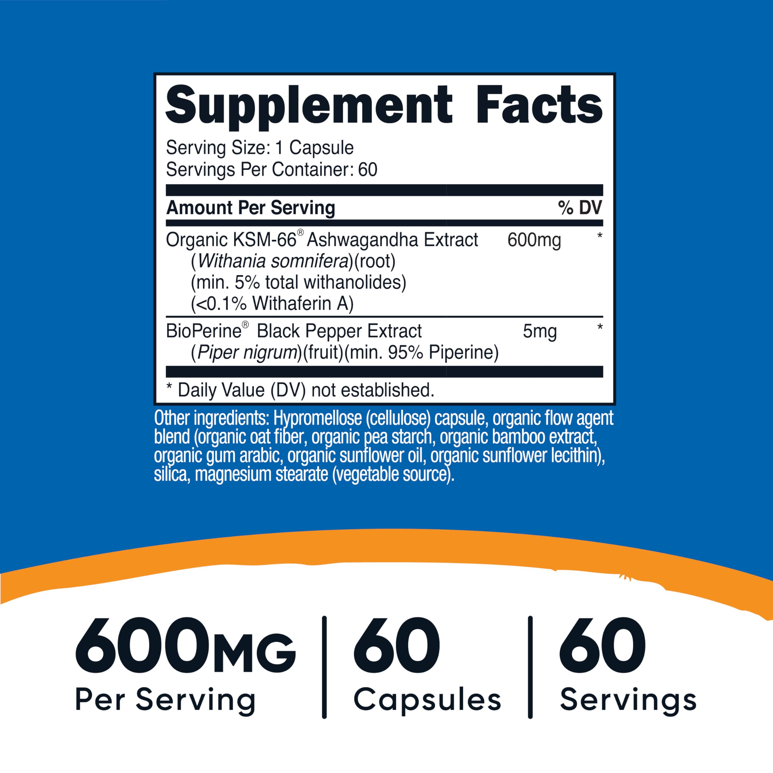 Nutricost KSM-66 Ashwagandha 600mg - 60 Veggie Caps | BioPerine