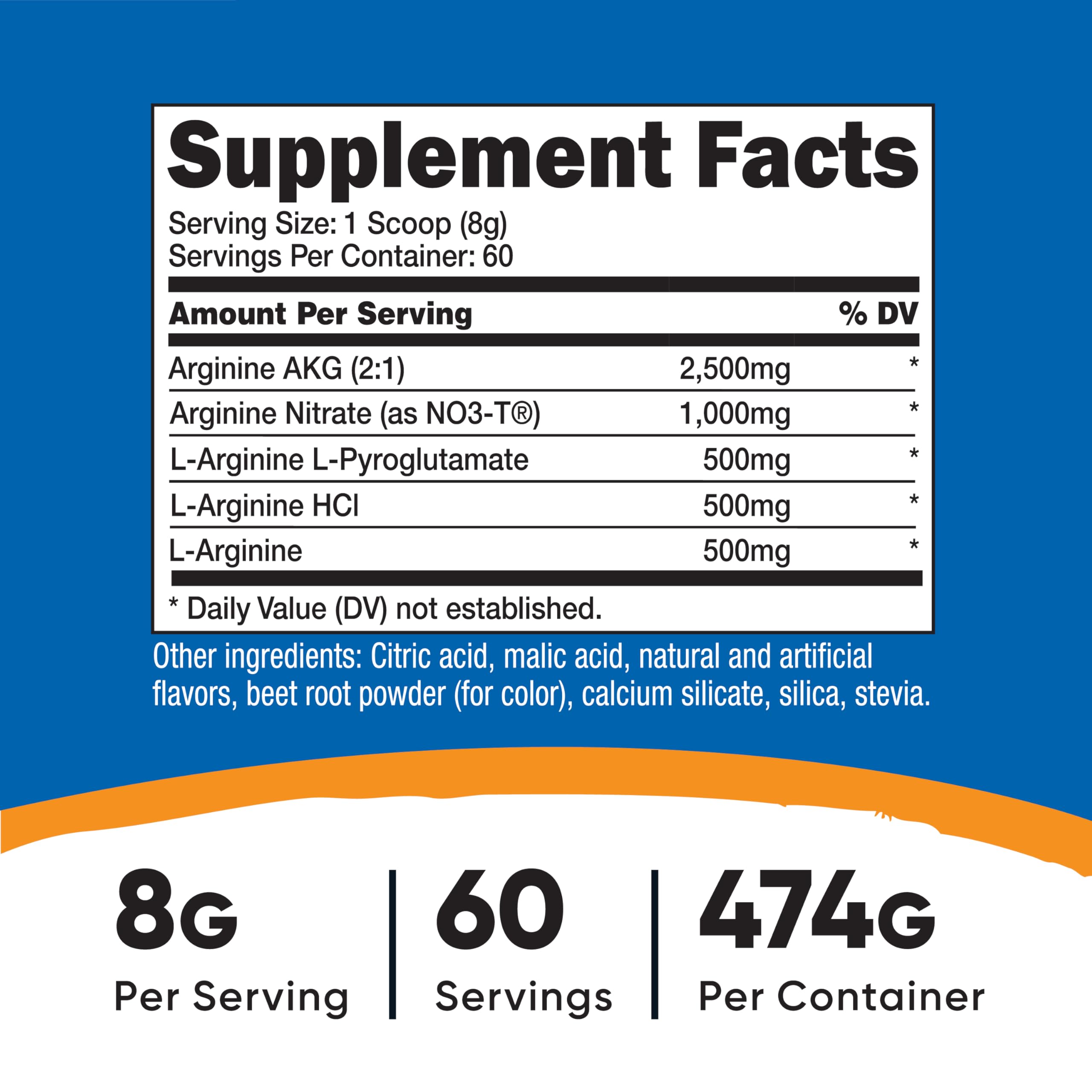 Nutricost L-Arginine Complex (Fruit Punch, 60 Servings) - Gluten Free, Non-GMO