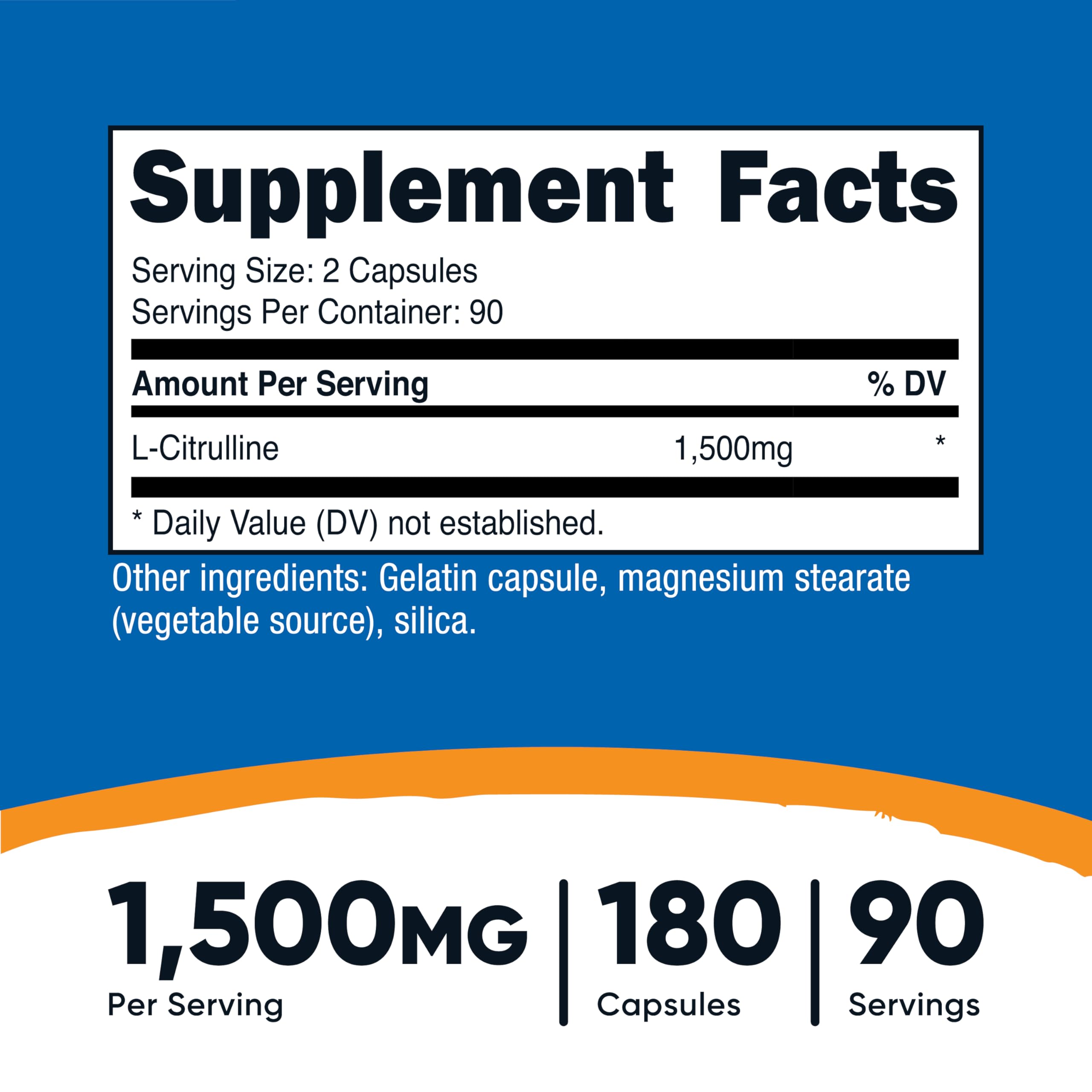 Nutricost L-Citrulline 1500mg – 180 Capsules | 750mg/Cap | Gluten Free, Non-GMO | Packaging May Vary