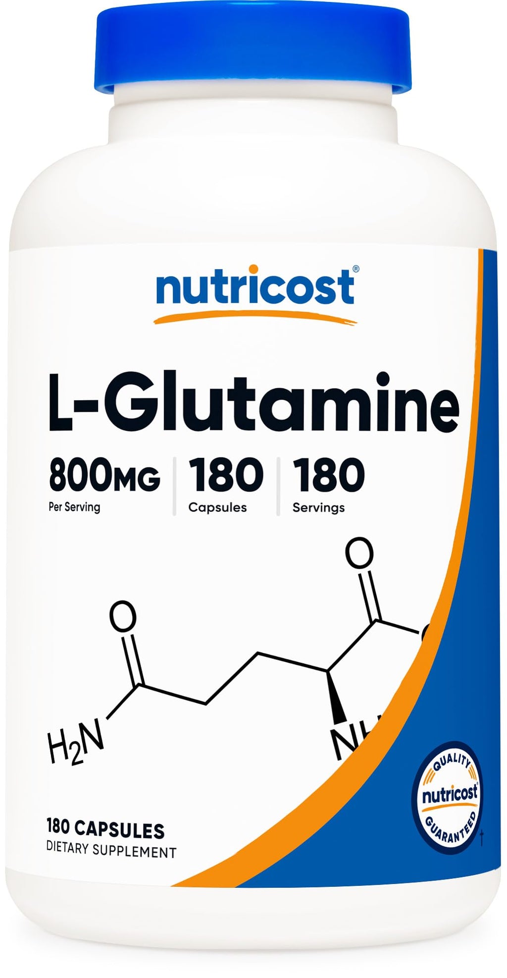 Nutricost L-Glutamine 800mg, 180 Capsules – Gluten Free & Non-GMO
