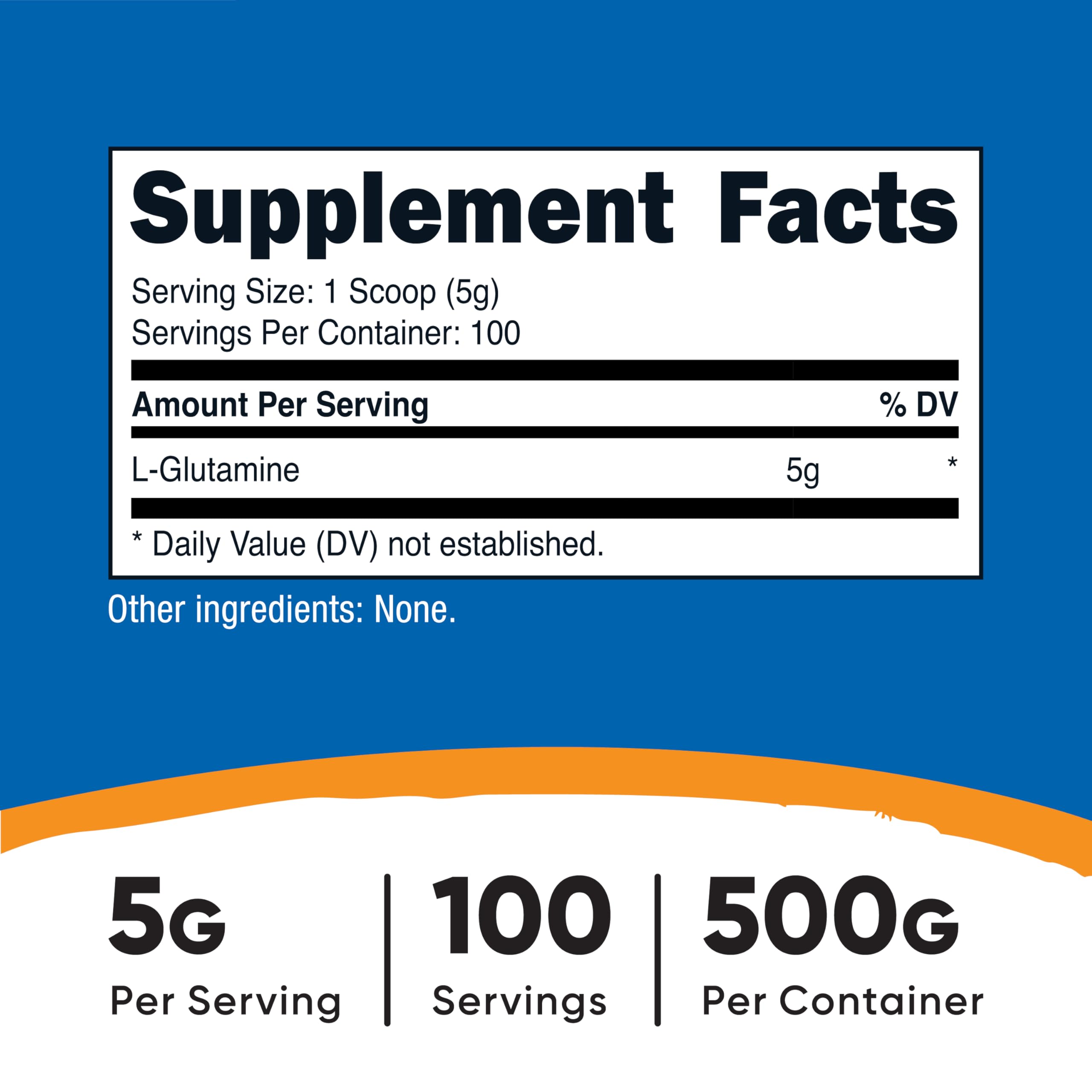 Nutricost L-Glutamine Powder (500g) - Unflavored, Gluten Free & Non-GMO | 100 Servings