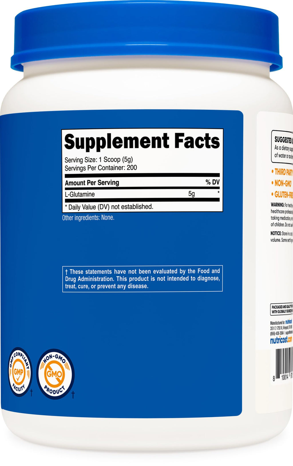 Nutricost L-Glutamine Powder 1 KG - Unflavored, Non-GMO, Gluten Free