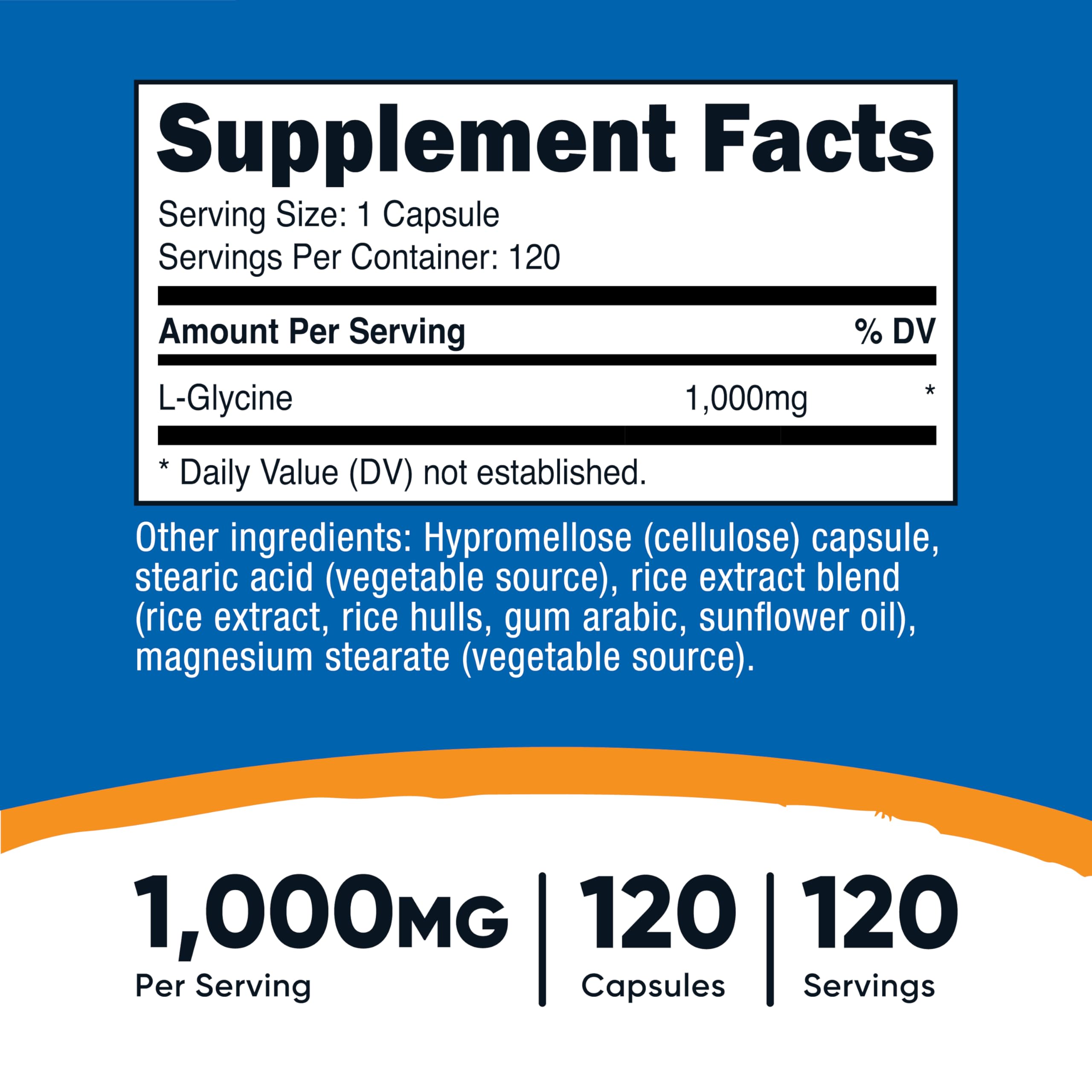 Nutricost L-Glycine 1000mg | 120 Vegetarian Capsules | Non-GMO & Gluten Free