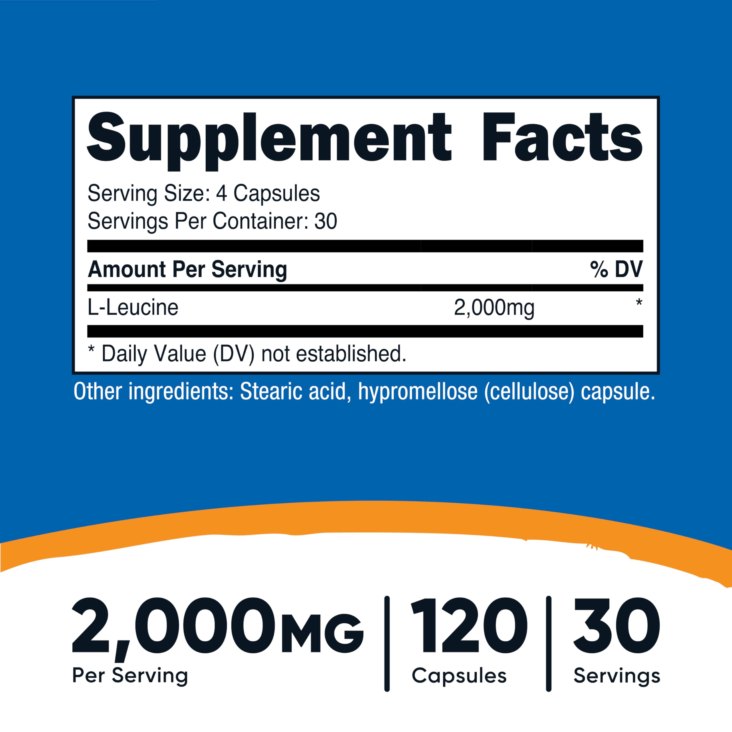 Nutricost L-Leucine 2,000mg – 120 Vegetarian Capsules (Pack of 2)