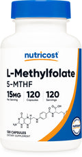Nutricost L-Methylfolate 15mg, 120 Capsules (5-MTHF) - Vegan, Non-GMO, Gluten Free