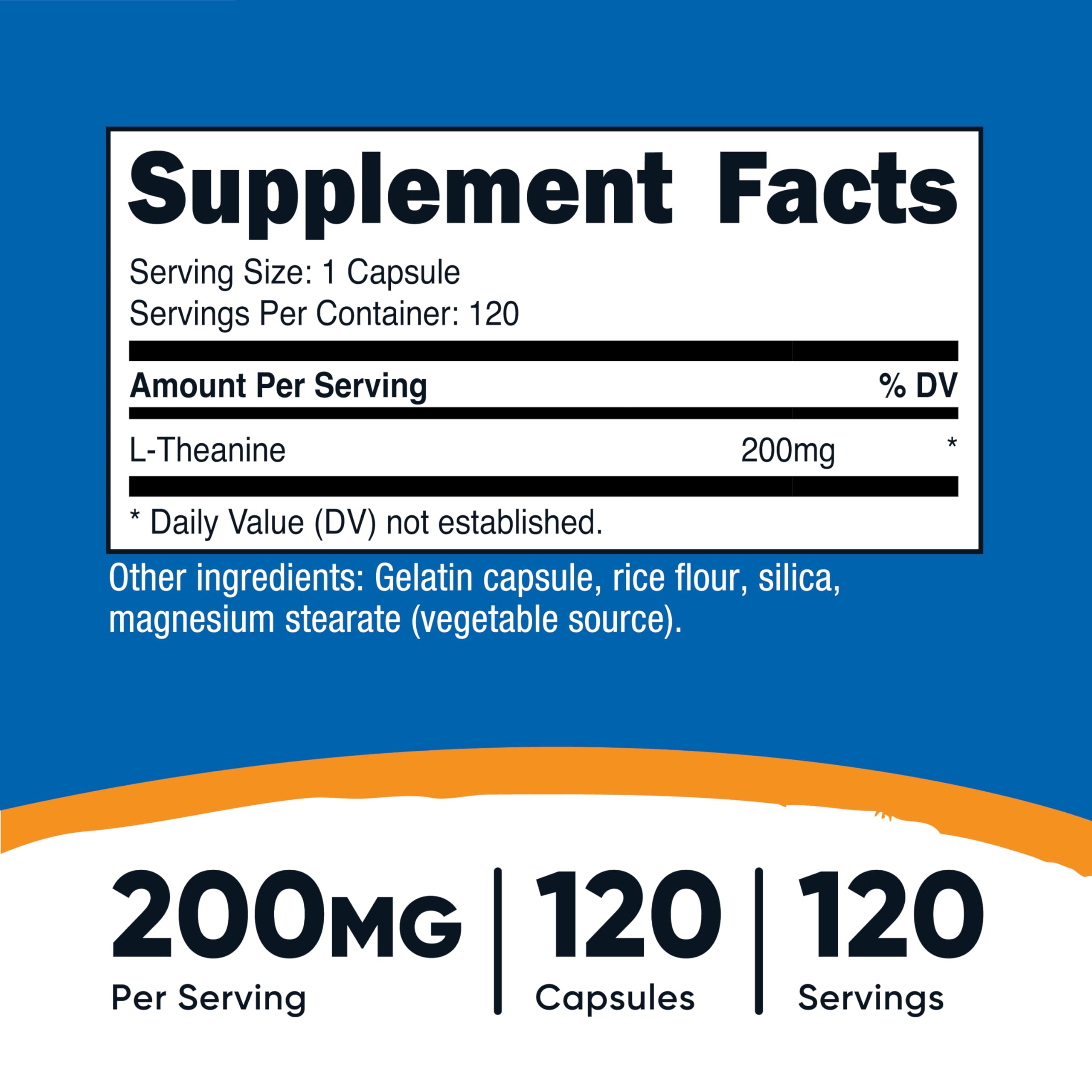 Nutricost L-Theanine 200mg - 120 Capsules | Double Strength, Non-GMO, Gluten Free