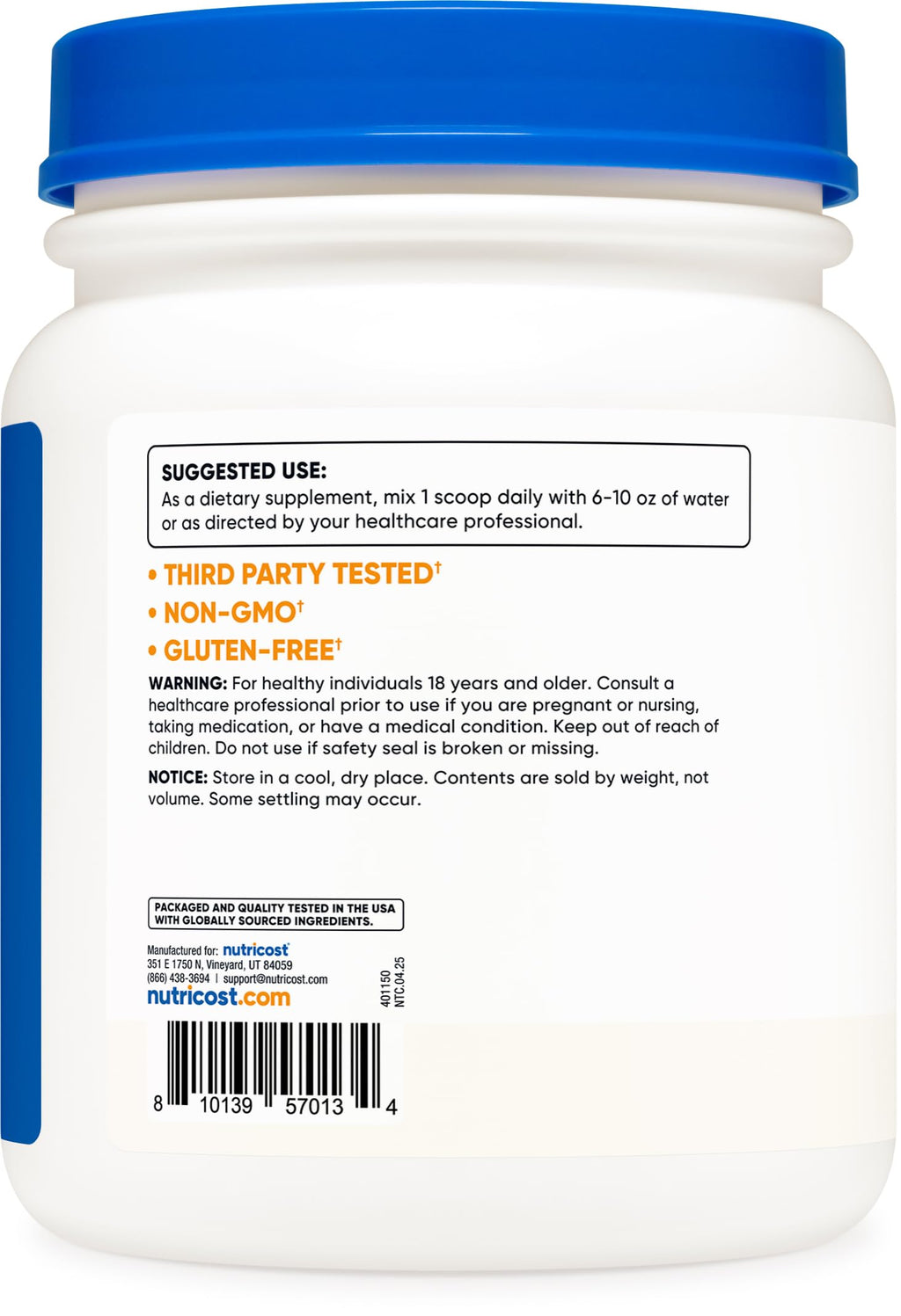 Nutricost L-Tyrosine Powder 500 Grams - Pure L-Tyrosine Powder 1000mg Per Serving
