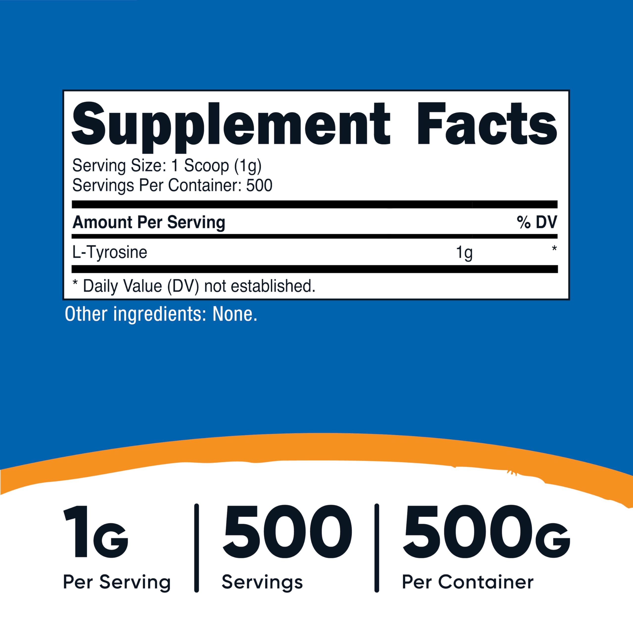 Nutricost L-Tyrosine Powder 500 Grams - Pure L-Tyrosine Powder 1000mg Per Serving