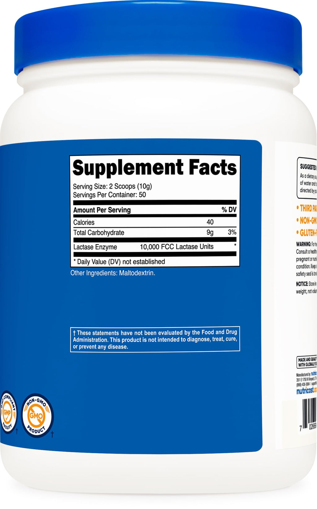 Nutricost Lactase Powder 500 Grams – Non-GMO, Gluten Free
