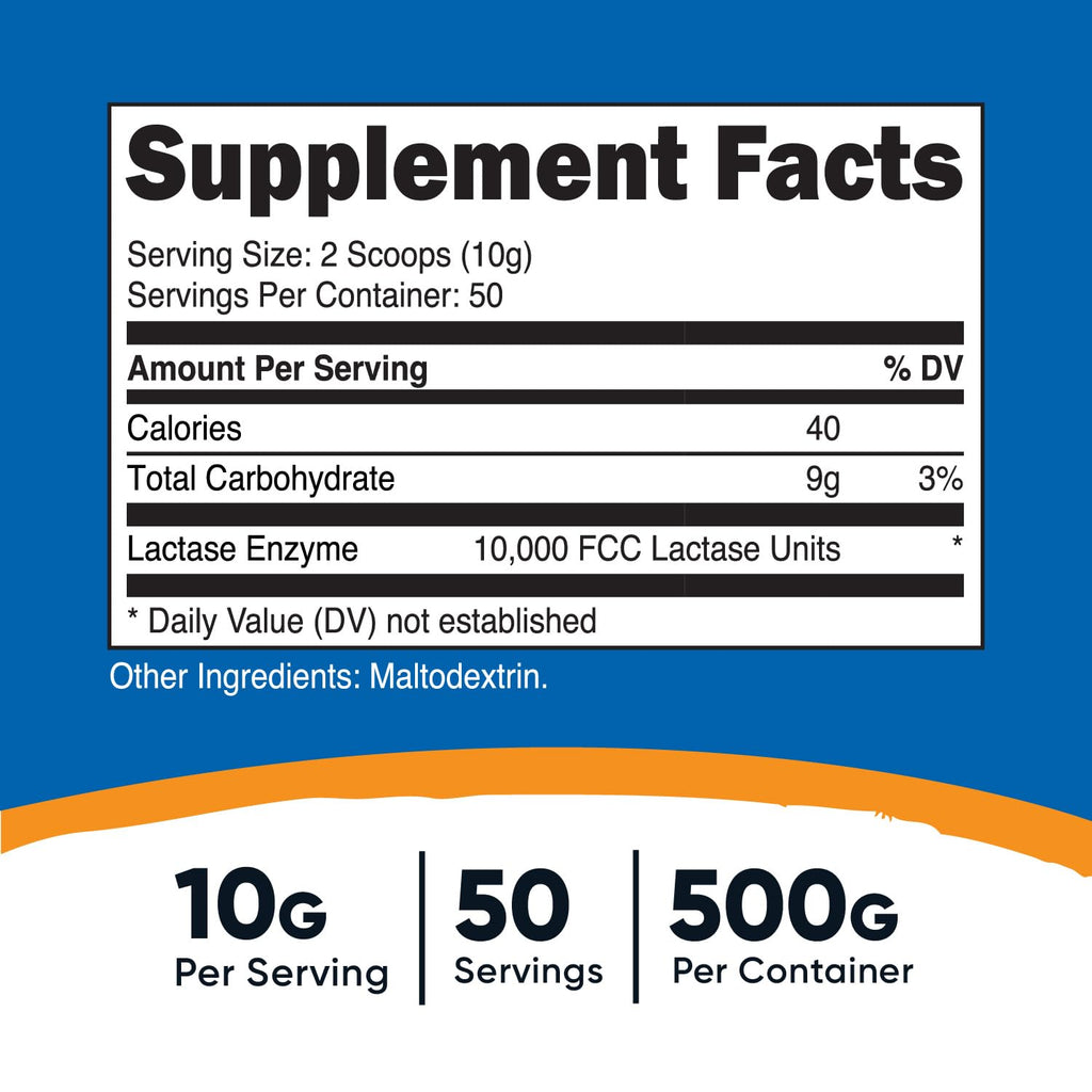 Nutricost Lactase Powder 500 Grams – Non-GMO, Gluten Free